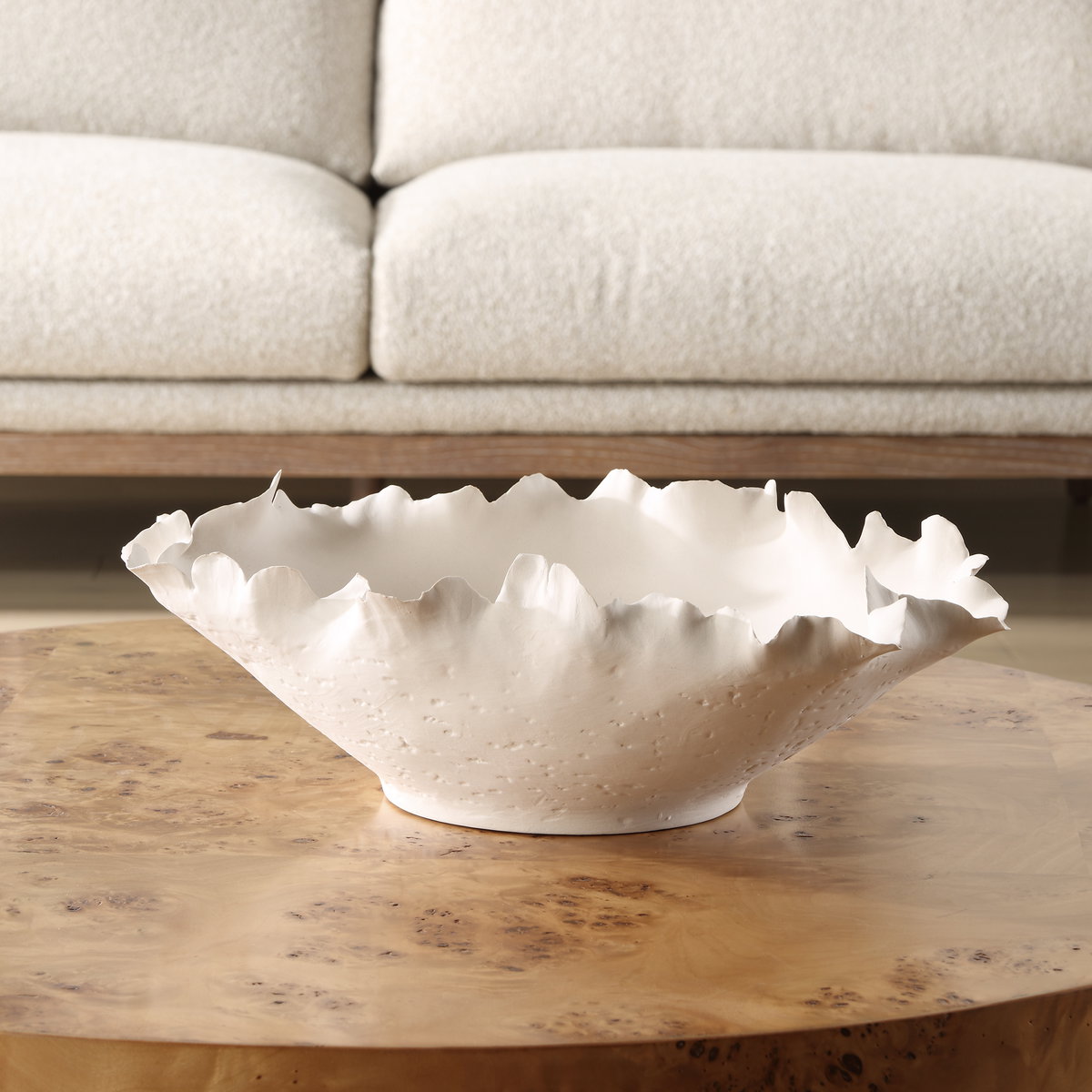 Blossom Short Off-white Bowl, Decorative Tray by Uttermost, 16.75" width x 4.5" height x 12" depth View 2