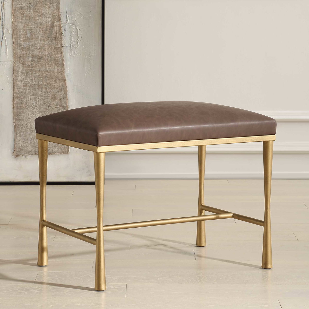 Reform Gold Small Bench, Benche by Uttermost, 23.75" width x 19" height x 16" depth View 4
