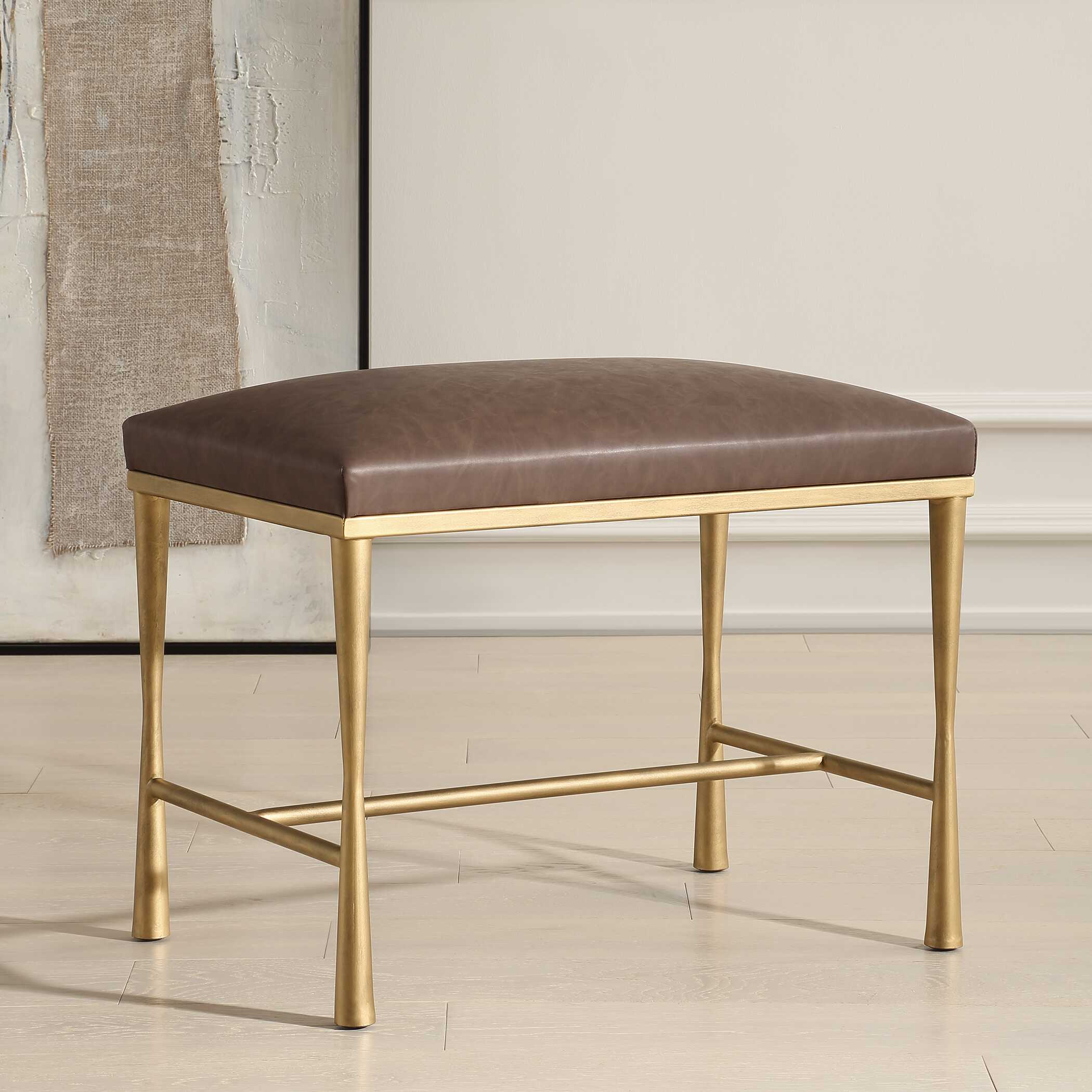 Reform Gold Small Bench, Furniture by Uttermost, 23.75" width x 19" height x 16" depth View 4
