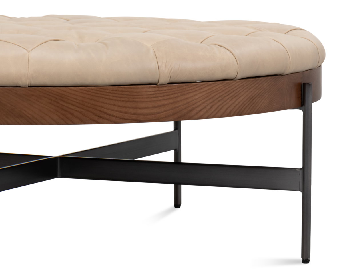 Corbet Cocktail Ottoman  Cappucino White, by Sarreid, 3'3" length x 3'3" width x 1'4" height View 4