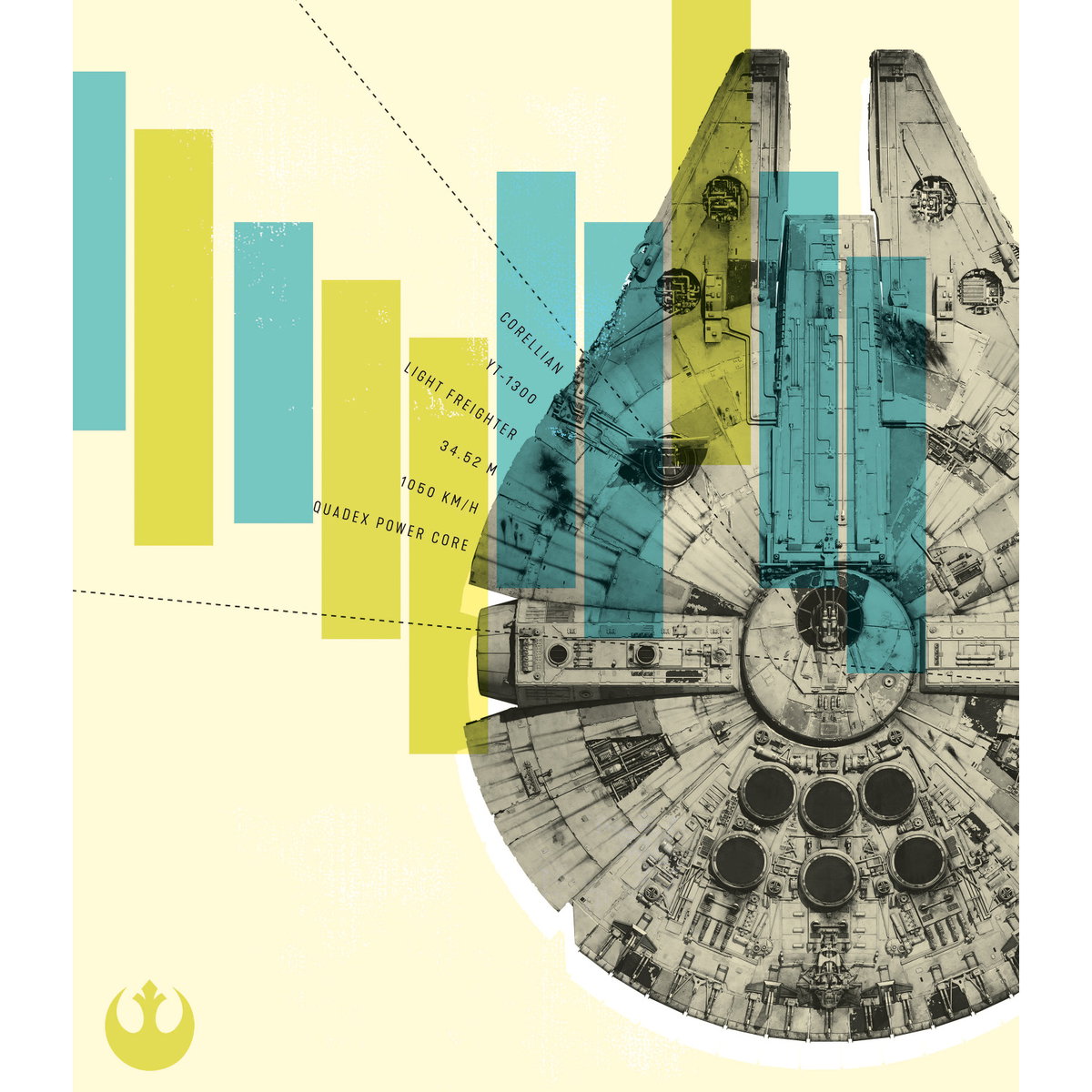 Millennium Falcon Tapestry, by York Wall, 5' length x 4'4" width x 0.02" depth