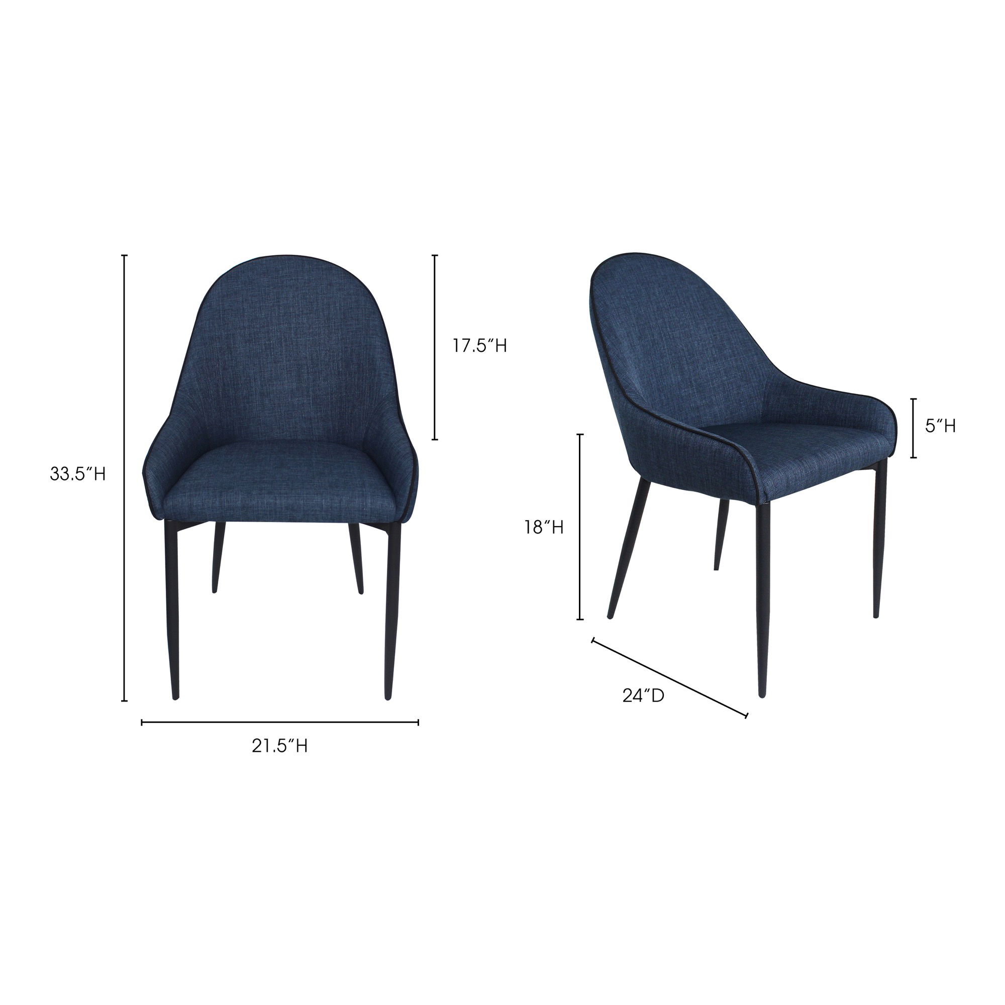 Lapis Dining Chair Dark Blue - Set Of Two large image 