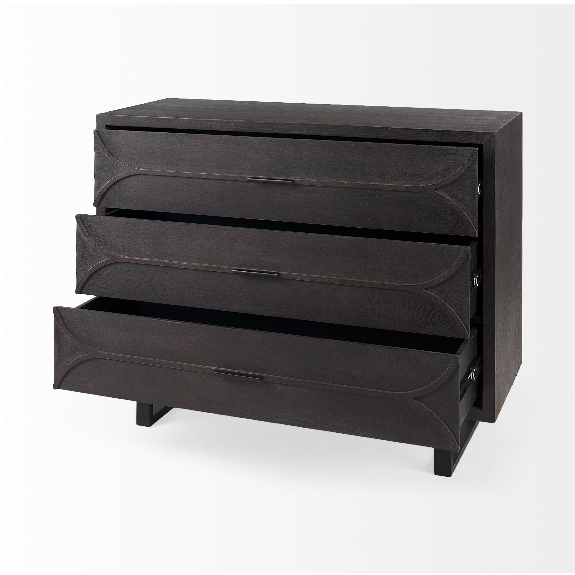 Giselle I 40L x 16W Dark Brown Fir Veneer 3 Drawer Accent Cabinet large image 
