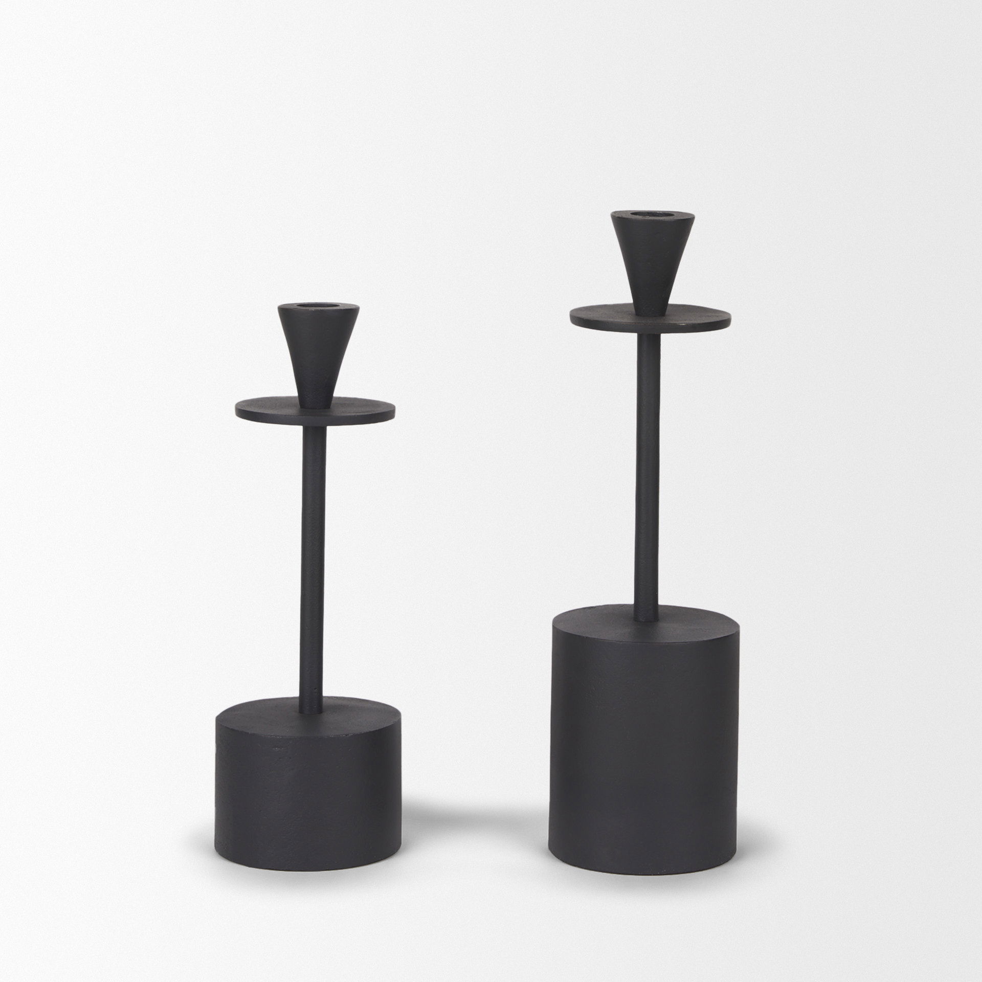 Petria Matte Black Textured Metal Taper Candle Holders large image 