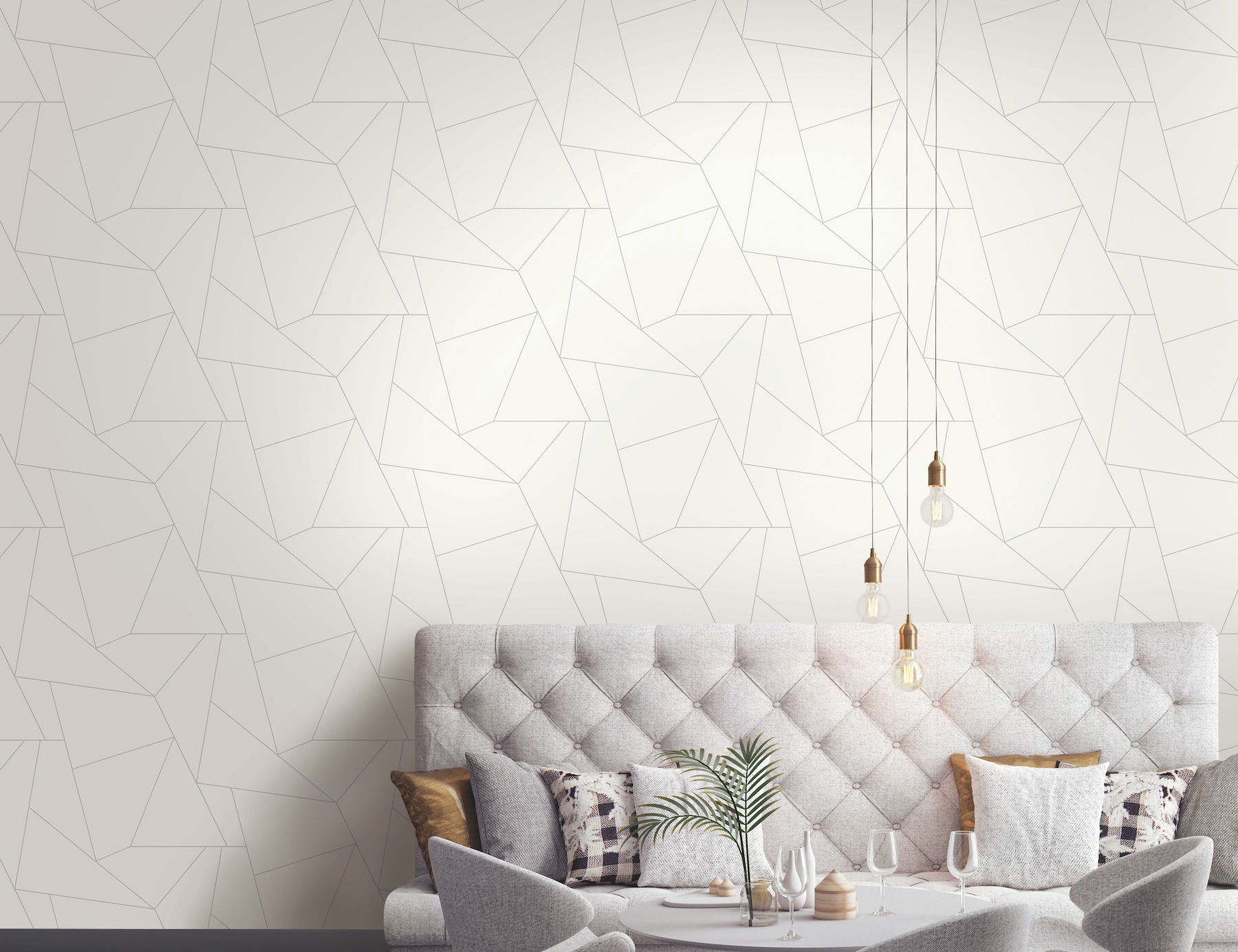 Fractured Prism Grey Metallic Peel & Stick Wallpaper large image 