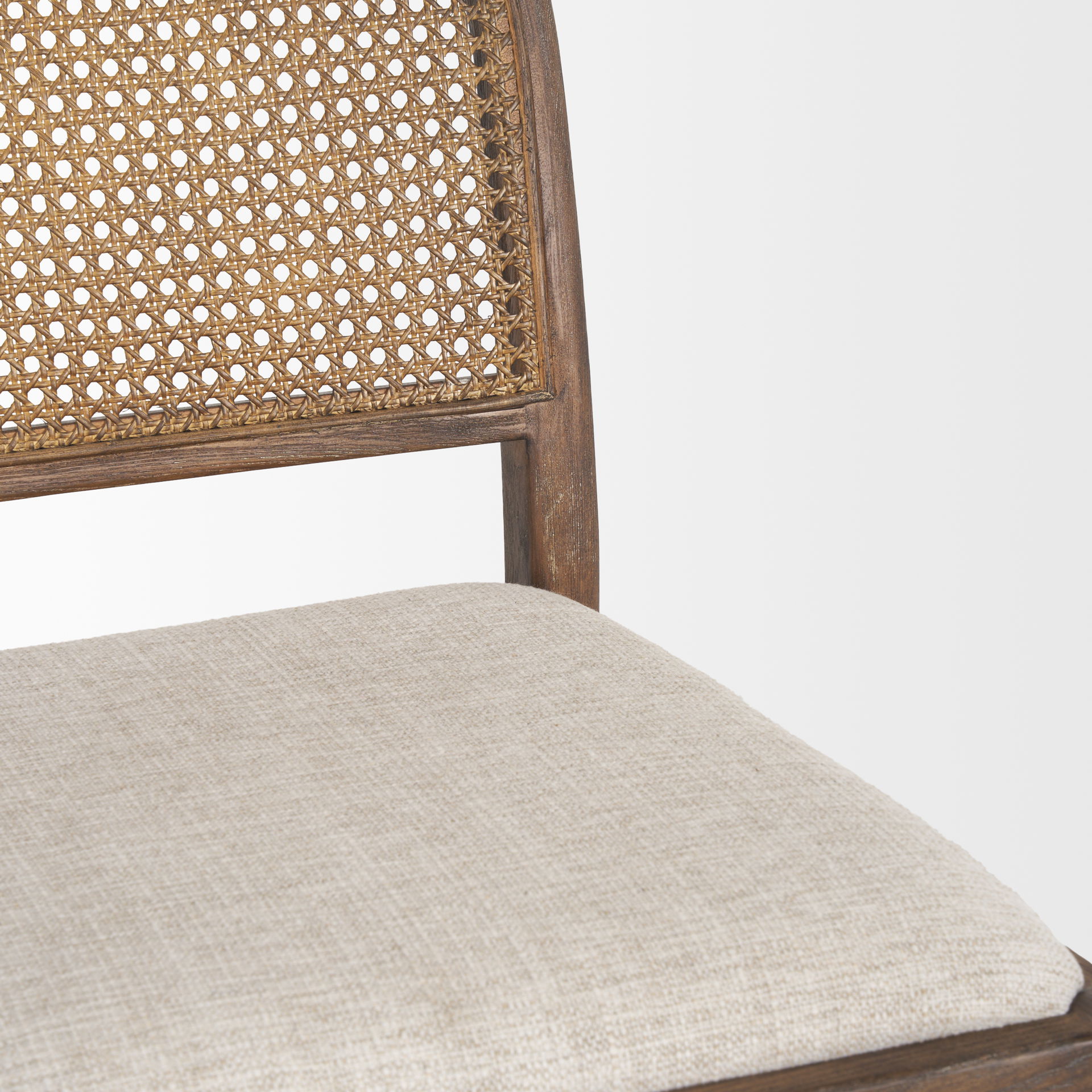 Elle Rounded Caneback Medium Brown Wood with Oatmeal Fabric Dining Chair large image 