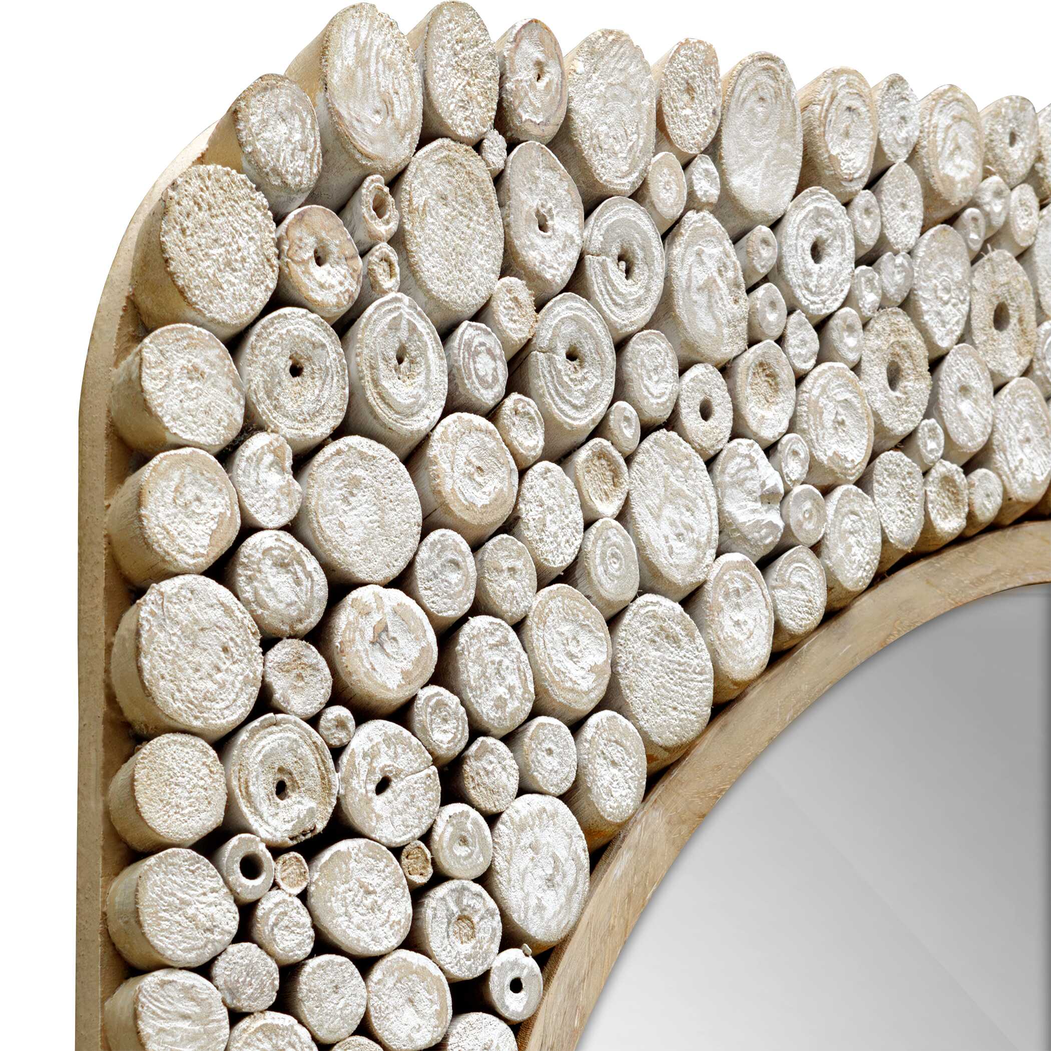 Merak Teak Mosaic Mirror, by Uttermost, 36.25" width x 36.25" height x 1.75" depth View 3