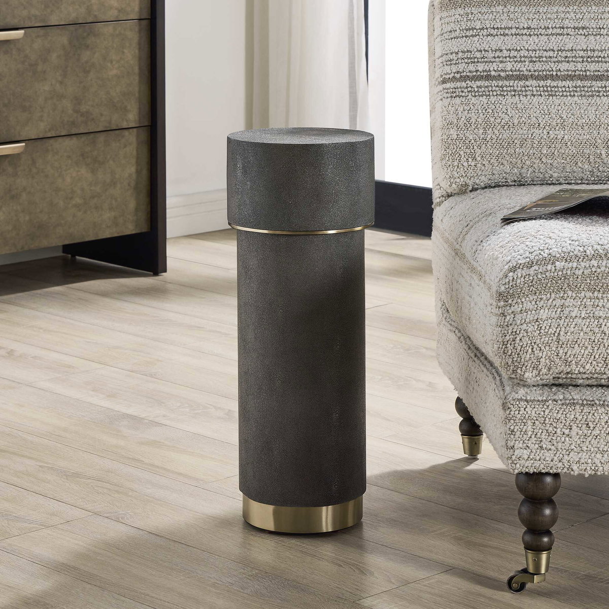 Wessex Charcoal Drink Table, Side & End Table by Uttermost, 8.5" width x 22.5" height x 8.5" depth View 3