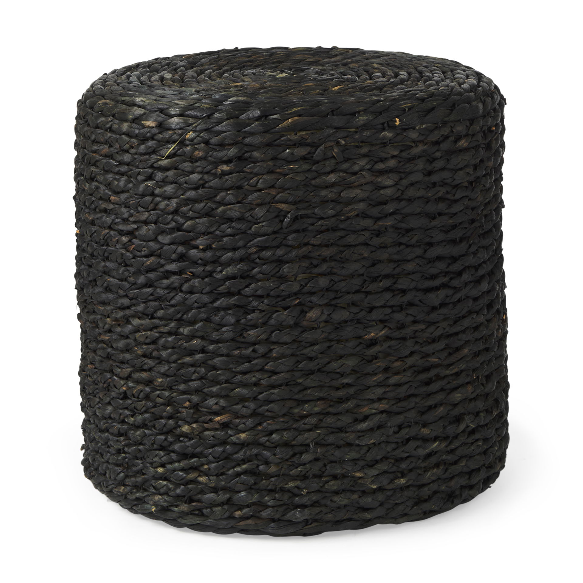 Dina  Black Cornhusk and Water Hyacinth Round Pouf large image 