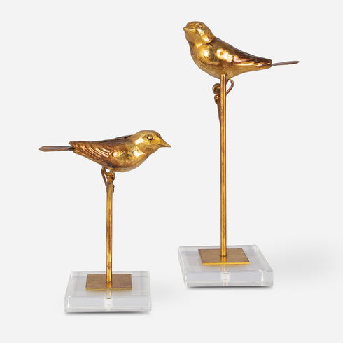 Passerines Bird Sculptures S/2