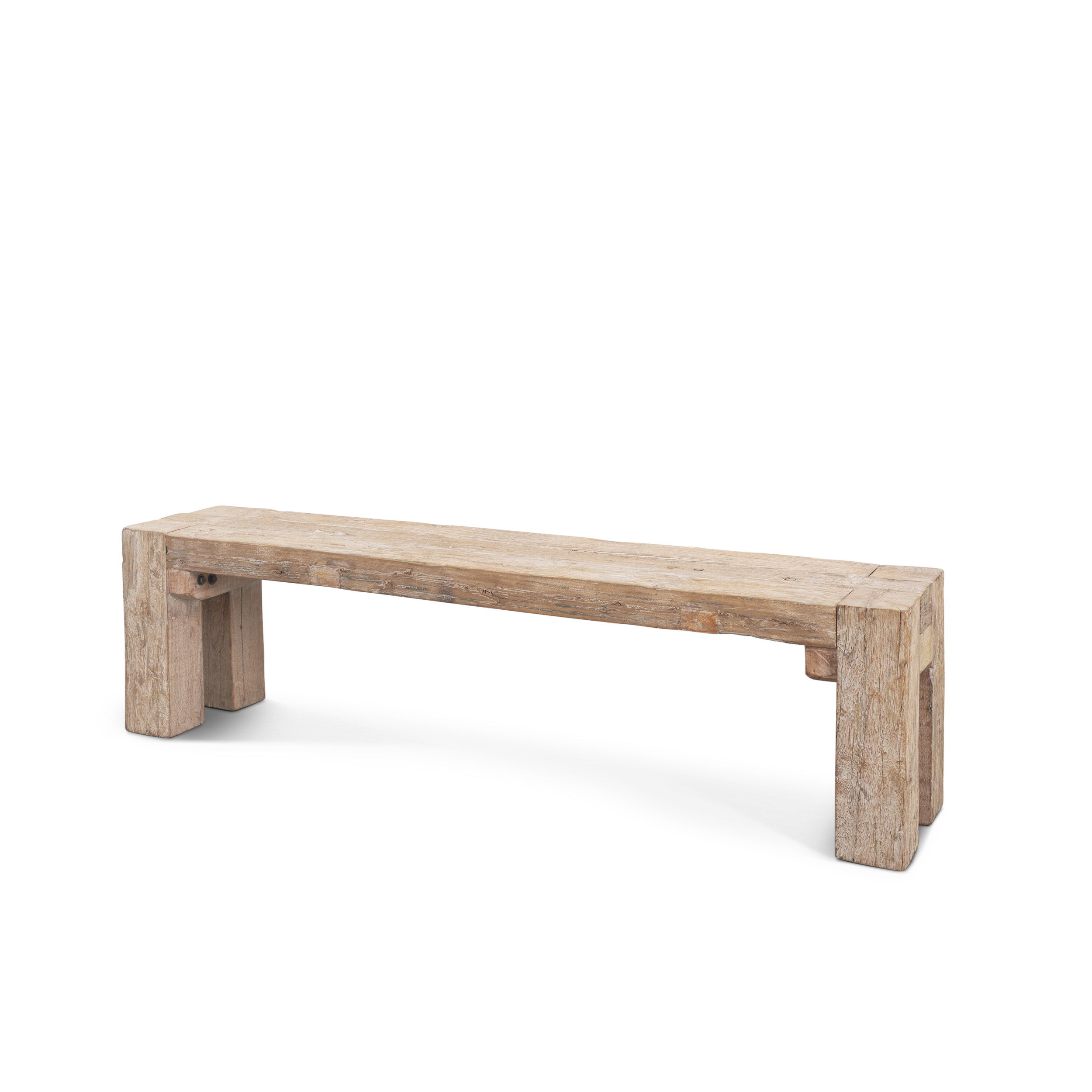 McArthur Whitewash Reclaimed Wood Bench, Benche by Mercana, 70" length x 14" width x 18" height View 1