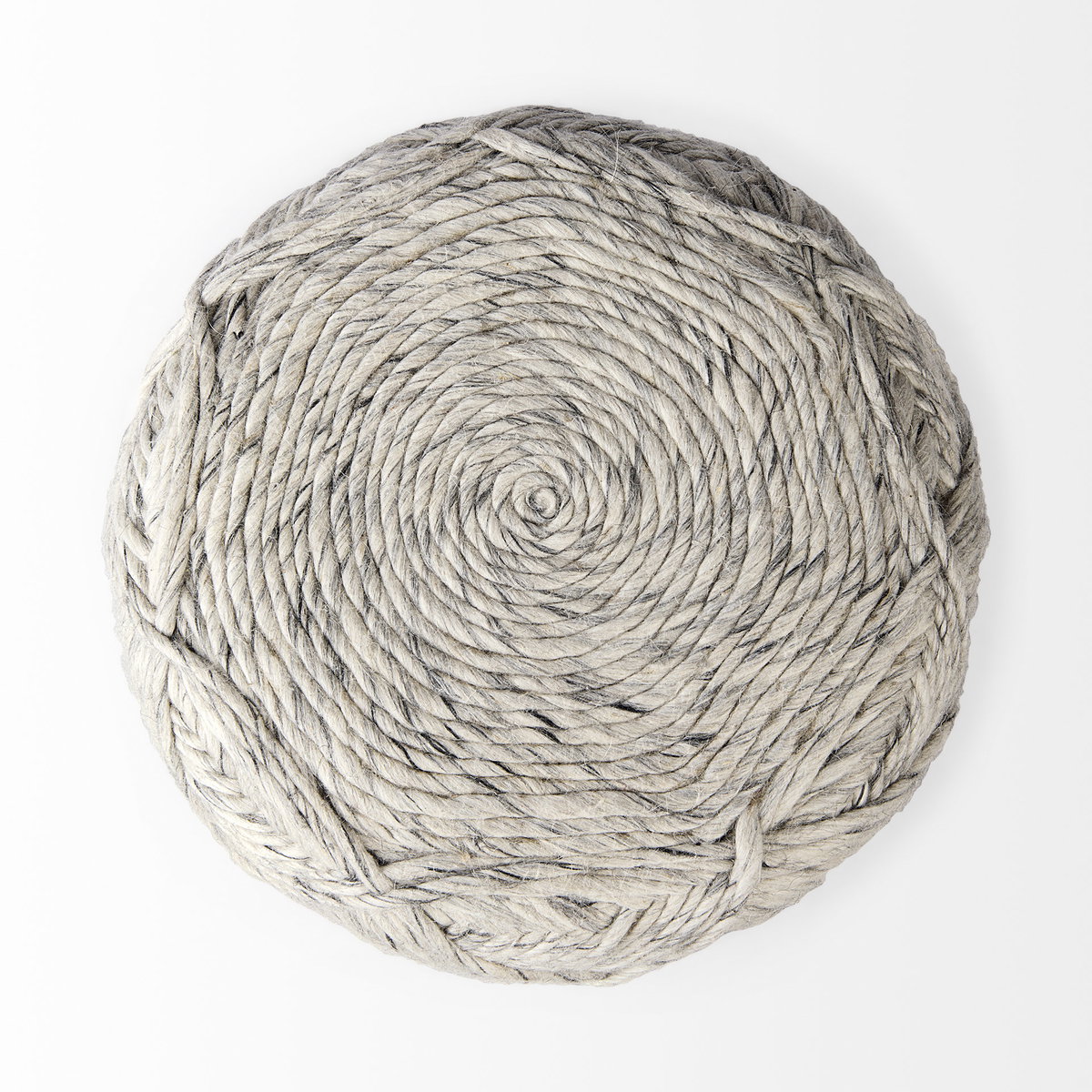 Esfera 17.7L x 15.7W x 15.7H Beige Chevron Woven Round Pouf, Ottoman by Mercana, 17.75" length x 15.75" width x 15.75" height View 4