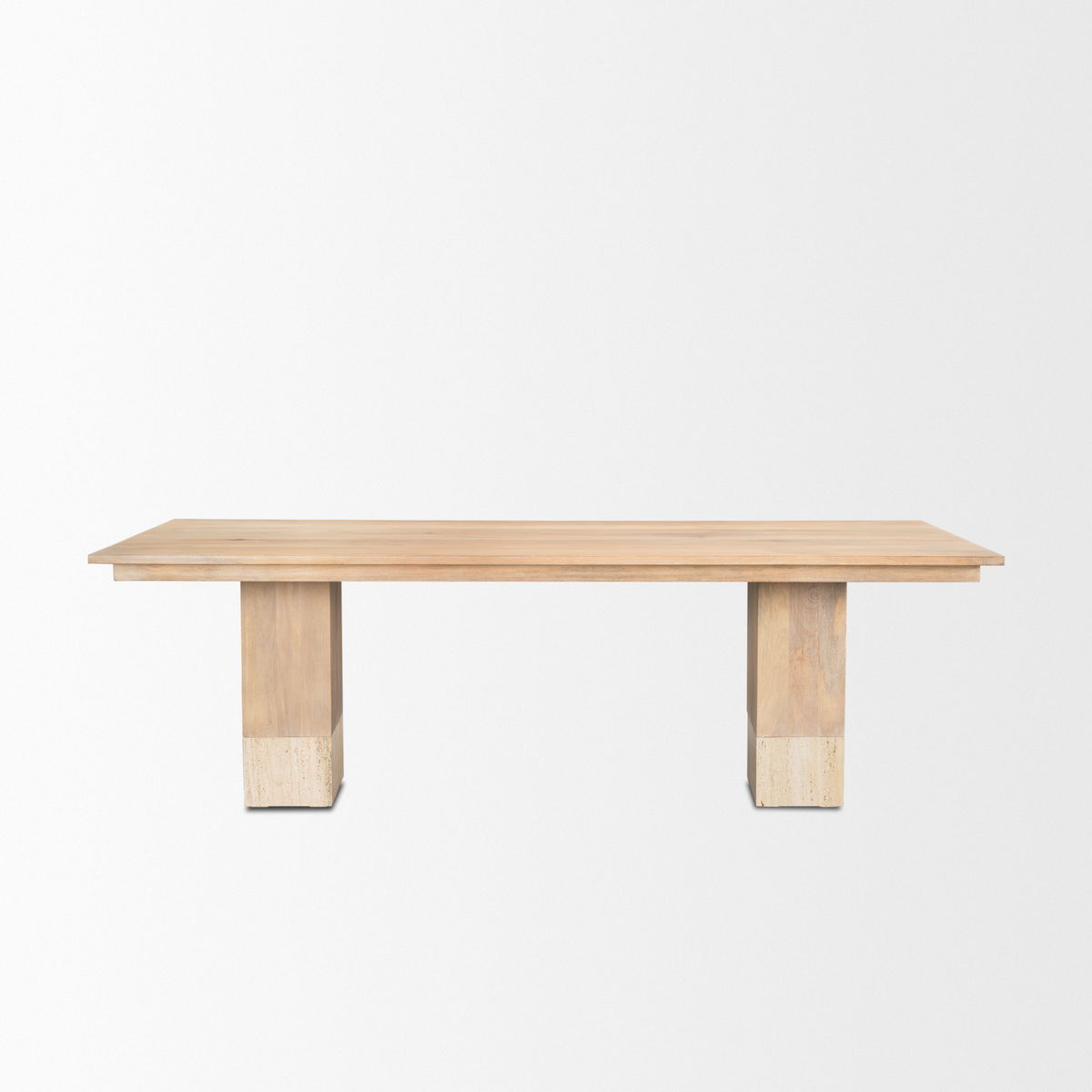 Shivon 94'L x 42'W Dining Table | Light Brown Wood & Light Brown Wood & Travertine | Seats 8, by Mercana, 94" length x 42" width x 30" height View 5