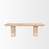 Shivon 94'L x 42'W Dining Table | Light Brown Wood & Light Brown Wood & Travertine | Seats 8, by Mercana, 94" length x 42" width x 30" height thumbnail 5