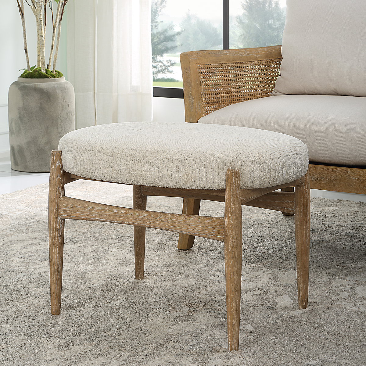 Acrobat Off-White Small Bench, Benche by Uttermost, 24.5" width x 19" height x 19.5" depth View 2