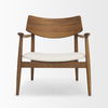 Haggen Medium Brown Oak Wood with Cream Fabric Accent Chair thumbnail 2