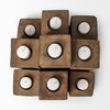 Cassius Light Brown Nine Wood Block Table Candle Holder, Candles & Candle Holder by Mercana, 11" length x 11" width x 8" height thumbnail 5