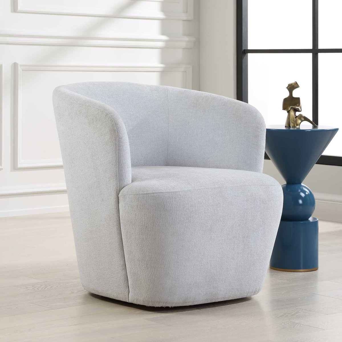Mist Barrel Swivel Chair, Accent Chair by Uttermost, 29" width x 30.5" height x 30.25" depth View 4