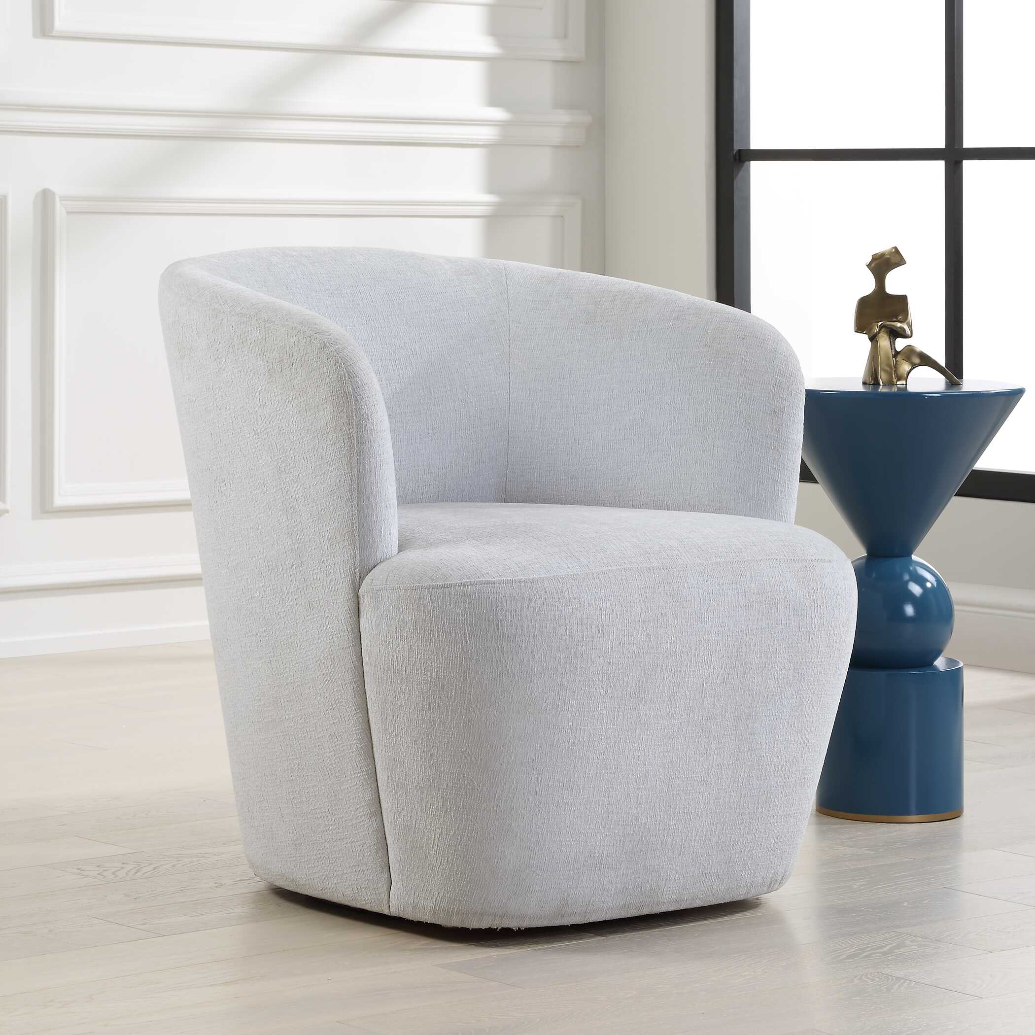 Mist Barrel Swivel Chair, Furniture by Uttermost, 29" width x 30.5" height x 30.25" depth View 4
