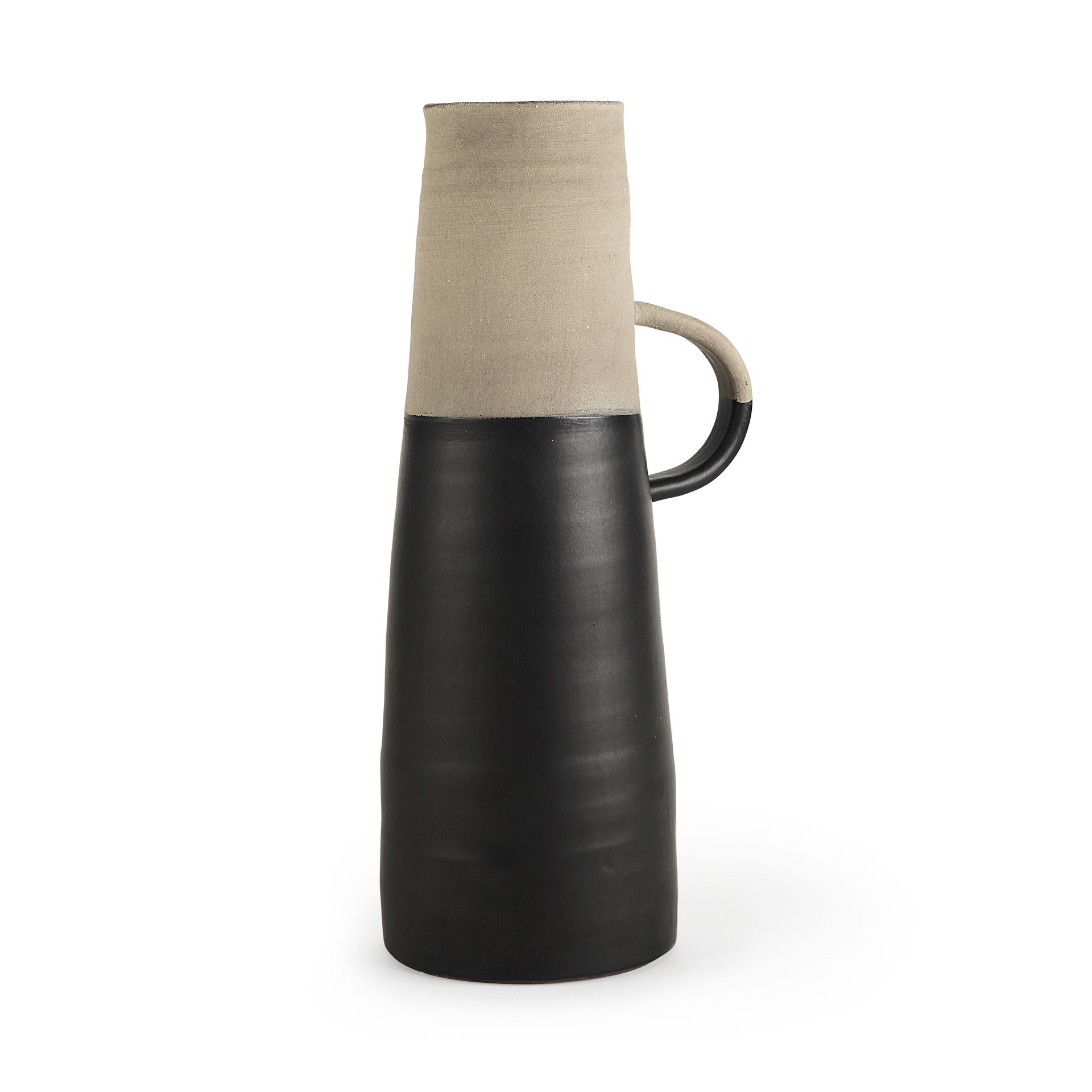 Garand Large 18.8H Two-Toned Black/Natural Ceramic Jug large image 