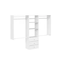 Online Designer Bedroom 4'-8' Deluxe Pro Closet Kit with Drawers- White