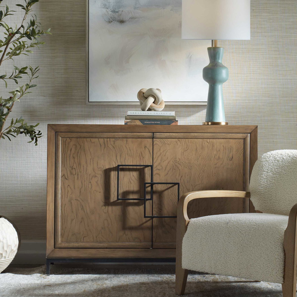 Paltrow Burl 2 Door Cabinet, Furniture by Uttermost, 48" width x 34" height x 13.31" depth View 2