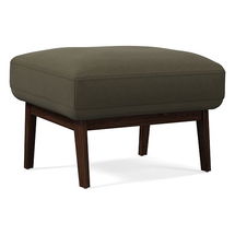 Online Designer Bathroom Ryder Ottoman, Poly, Performance Velvet, Dark Olive, Dark Walnut