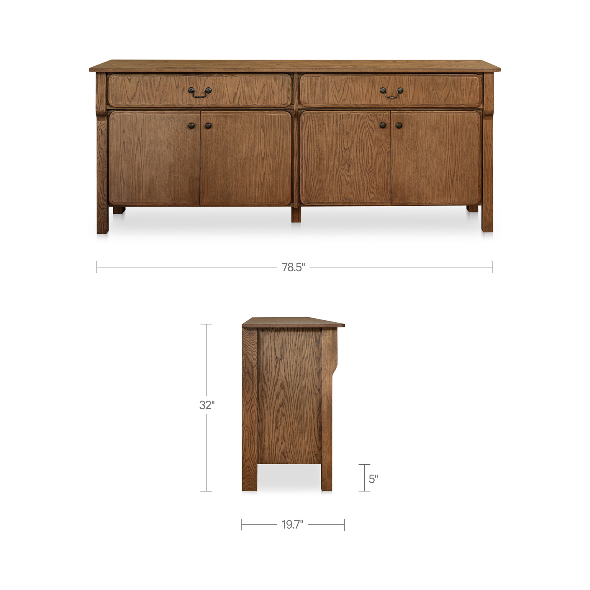 Caroline Sideboard Warm Brown, Cabinets & Sideboard by Moe's Home, 78.5" width x 32" height x 19.76" depth View 10
