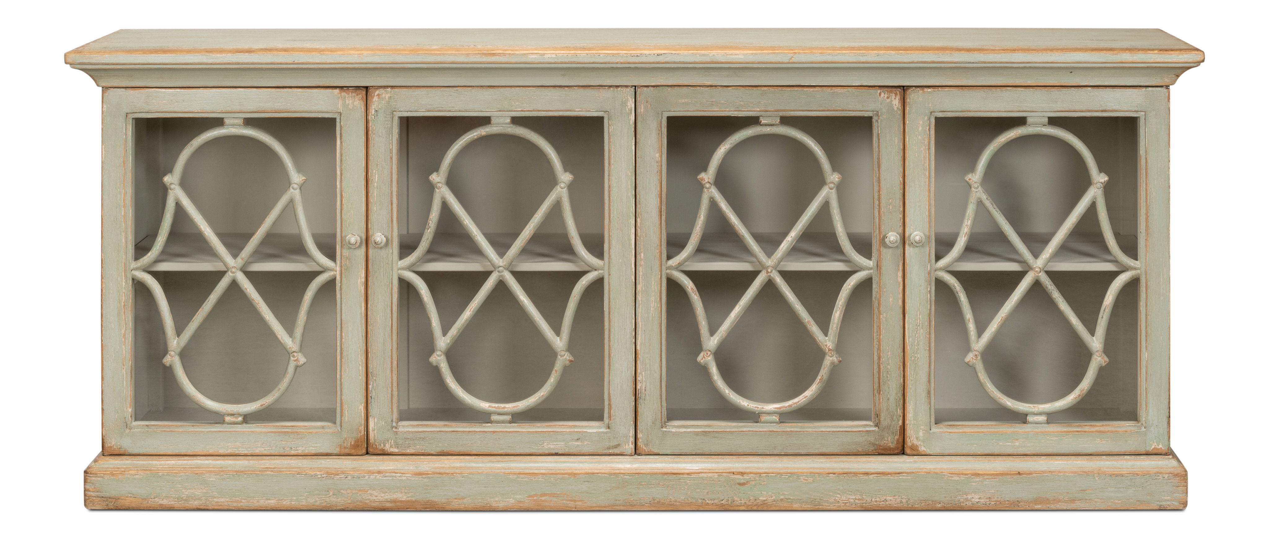 Sonya Sideboard, Sage, Cabinets & Sideboard by Sarreid, 87" length x 19" width x 35" height View 2