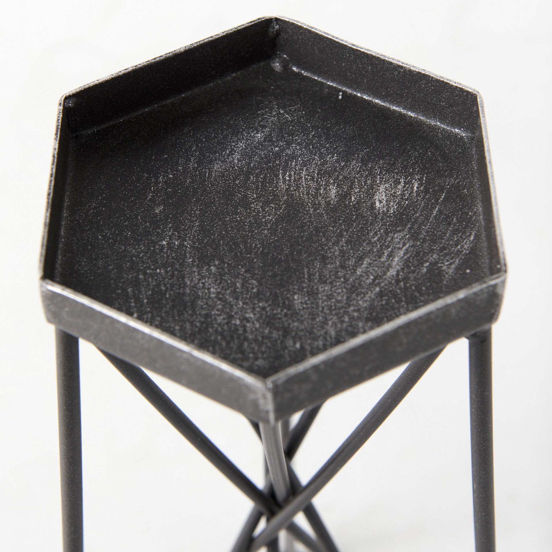 Sixx I Small Antiqued Metal Hexagonal Table Candle Holder large image 