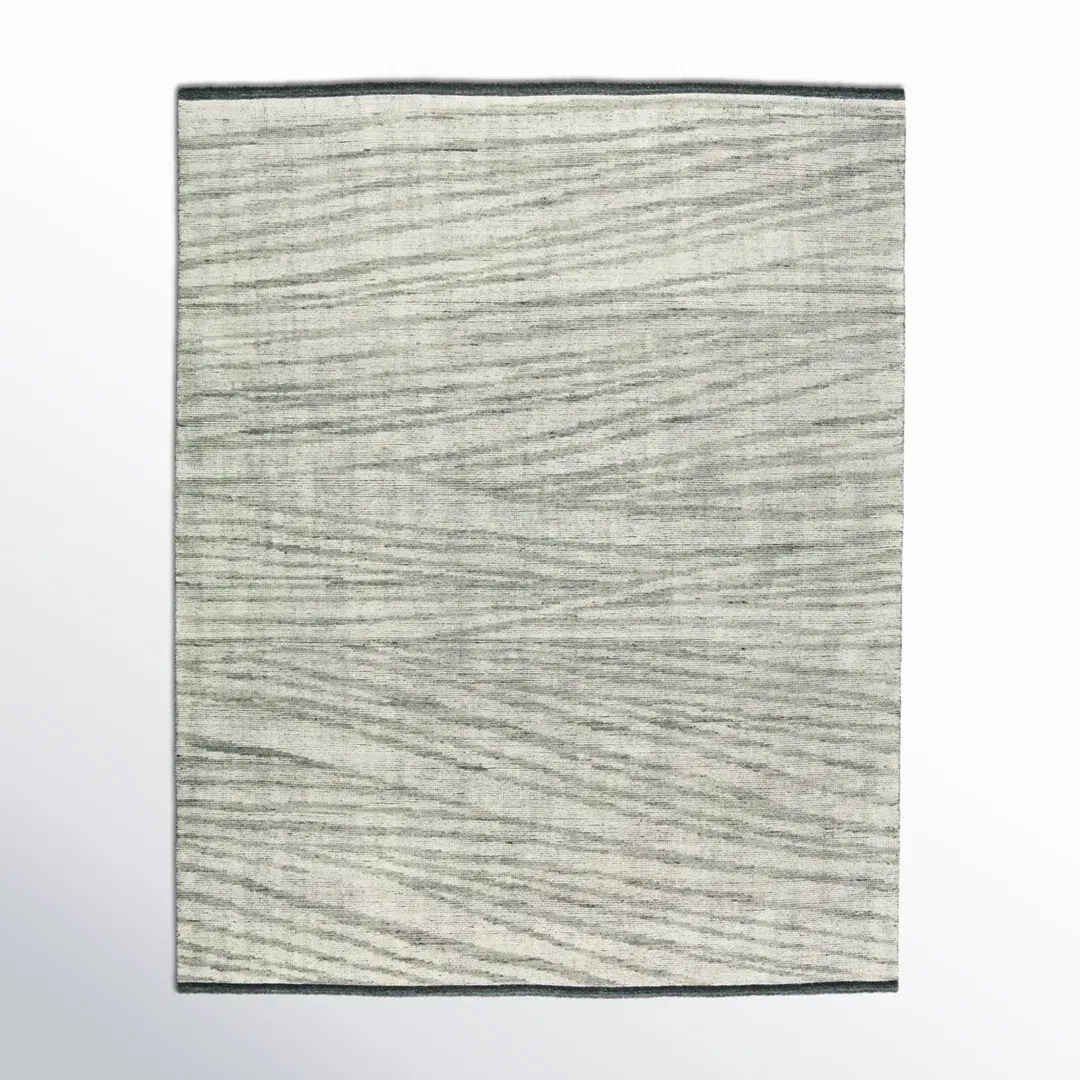 Rize Abstract Hand Knotted Wool Ivory/Gray/Green Area Rug large image 