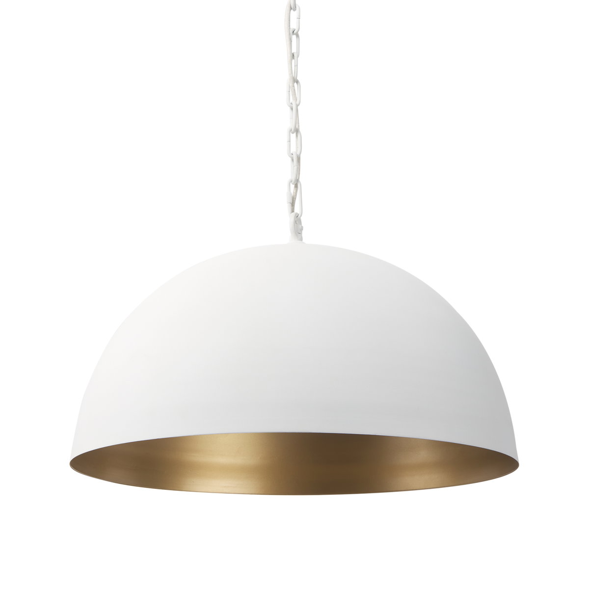 Doma 24' Round White Dome Pendant Light, by Mercana, 24" length x 24" width x 15" height View 1