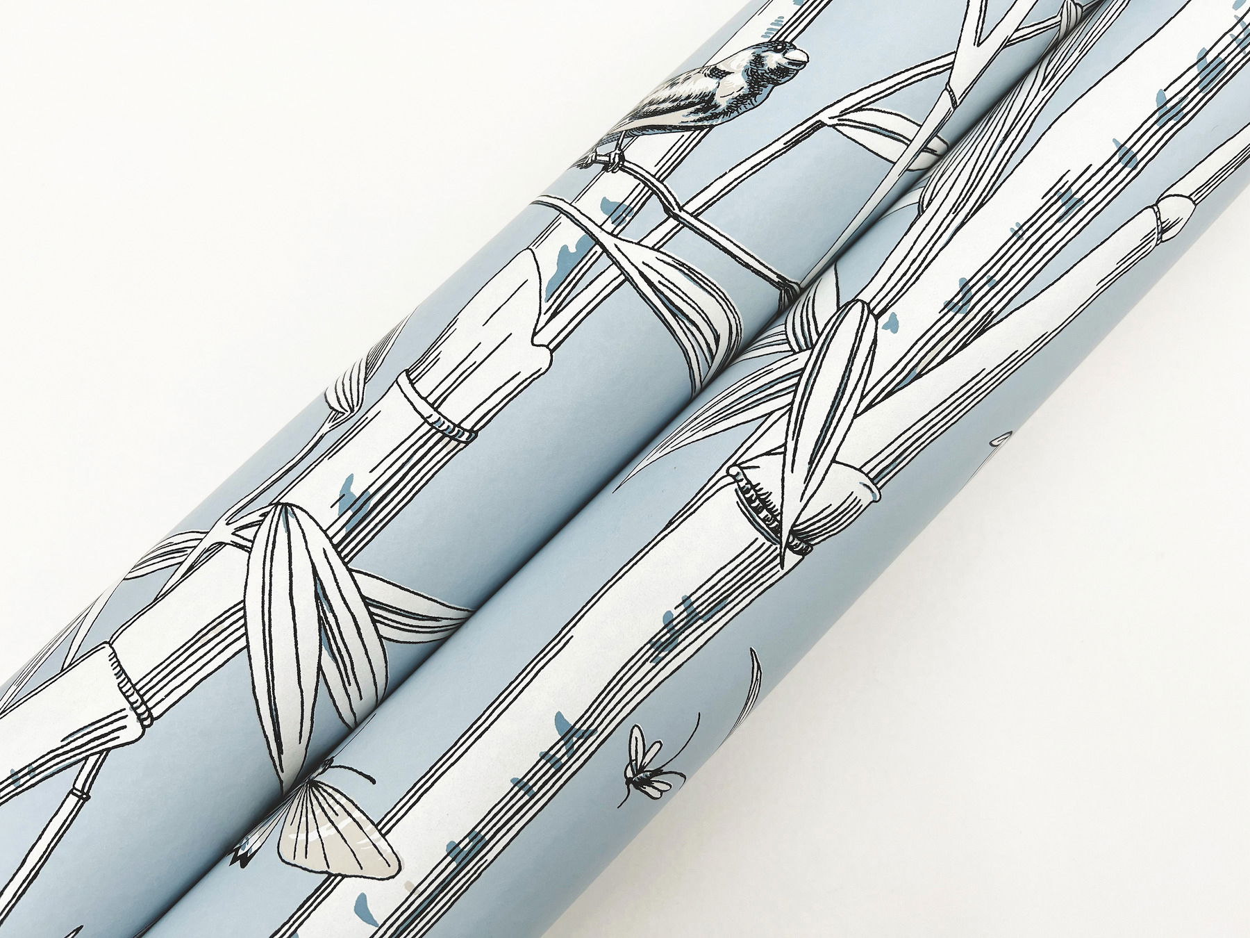 Bambou Toile Sky Blue Wallpaper, by York Wall, 27' length x 2'3" width x 0.02" depth View 5