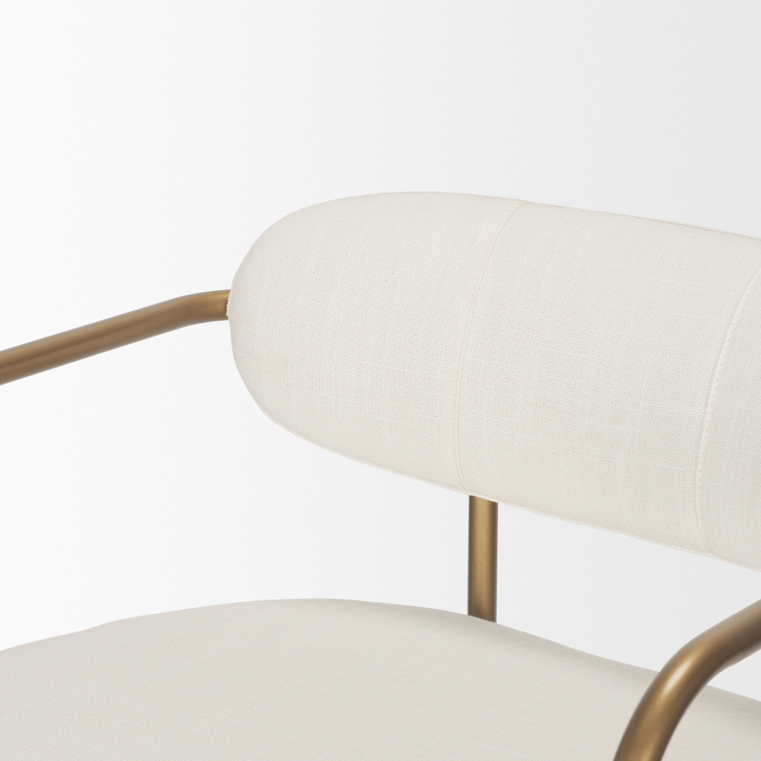 Parker 30' Seat Height Cream Fabric Seat Gold Metal Bar Stool, Counter & Bar Stool by Mercana, 19" length x 19.75" width x 40" height View 8