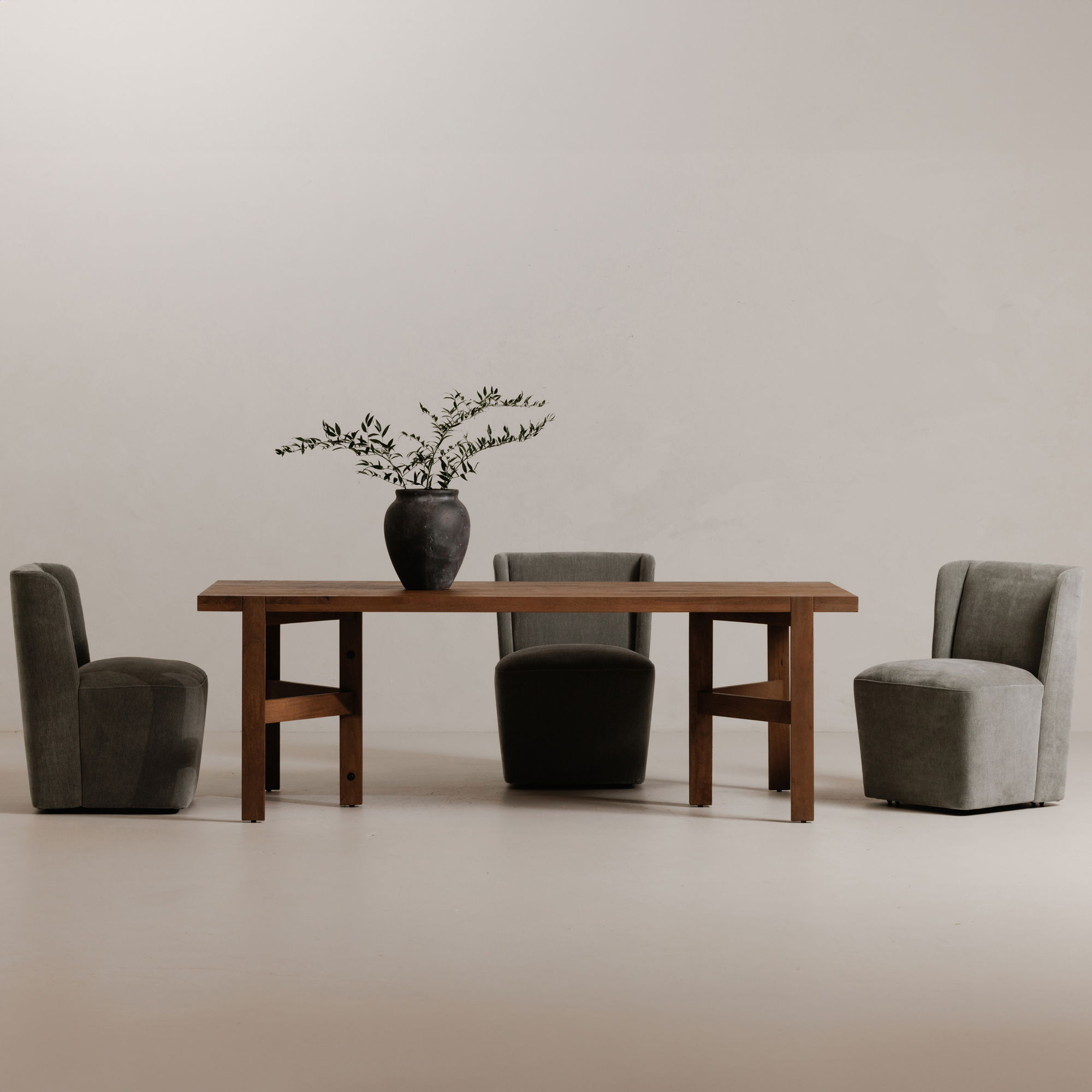 Cormac Rolling Dining Chair Slate Green, by Moe's Home, 24" width x 33" height x 26" depth View 6