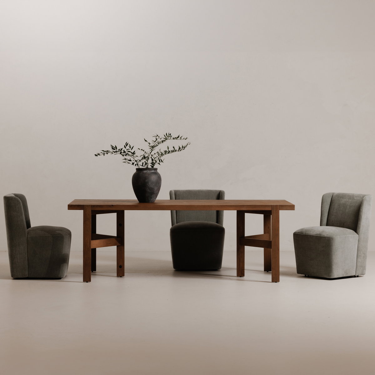 Cormac Rolling Dining Chair Slate Green, by Moe's Home, 24" width x 33" height x 26" depth View 6