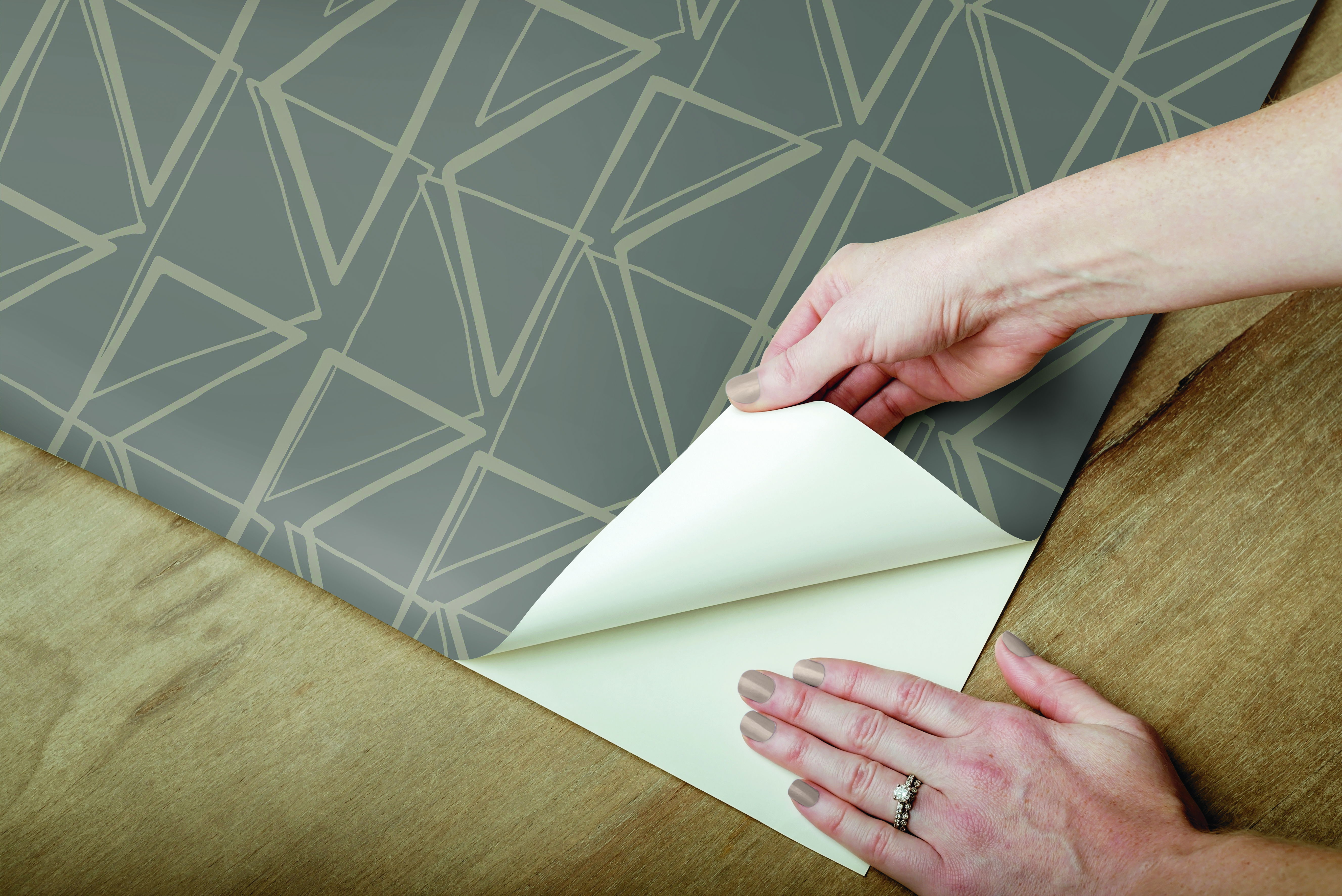 Love Triangles Grey Metallic Peel & Stick Wallpaper, by York Wall, 20' length x 1'8.5" width x 0.02" depth View 5