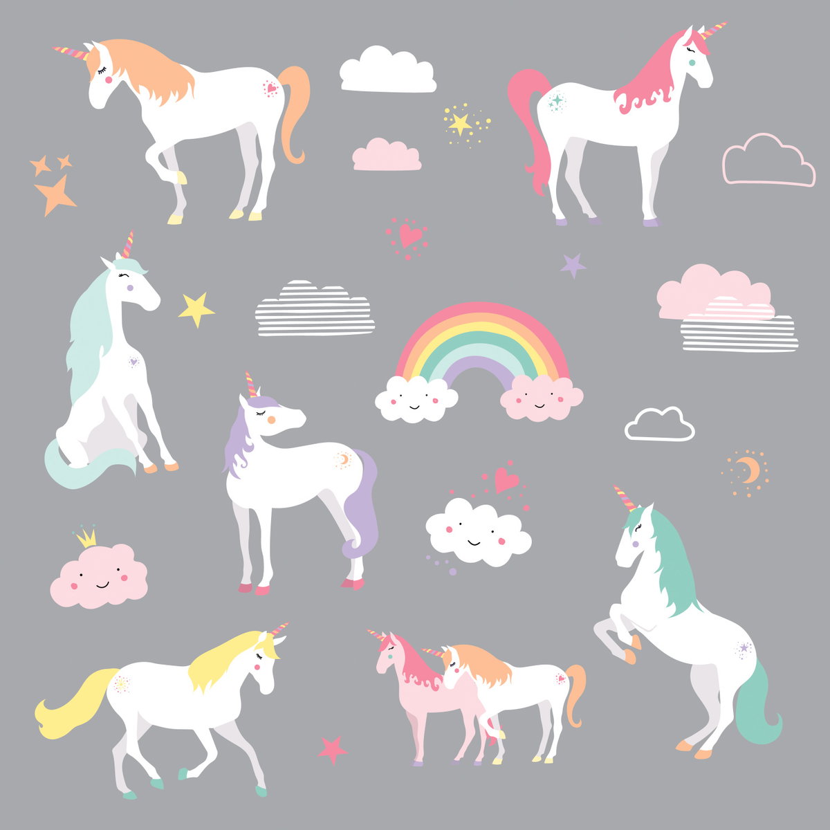 Unicorn Magic Wall Decals, by York Wall, 1'4.8" length x 9" width x 1.28" depth