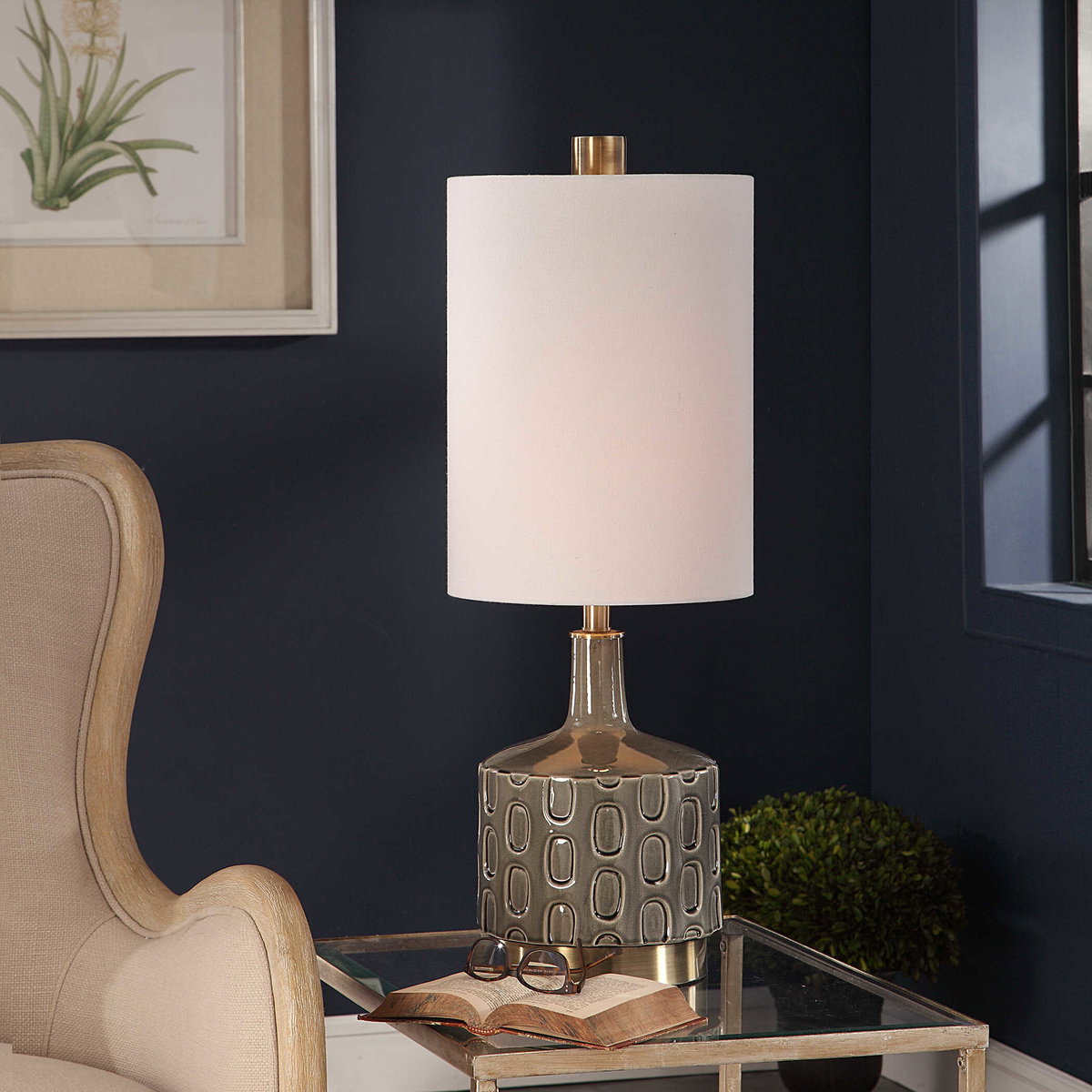 Darrin Gray Table Lamp, by Uttermost, 11" width x 30" height x 11" depth View 2