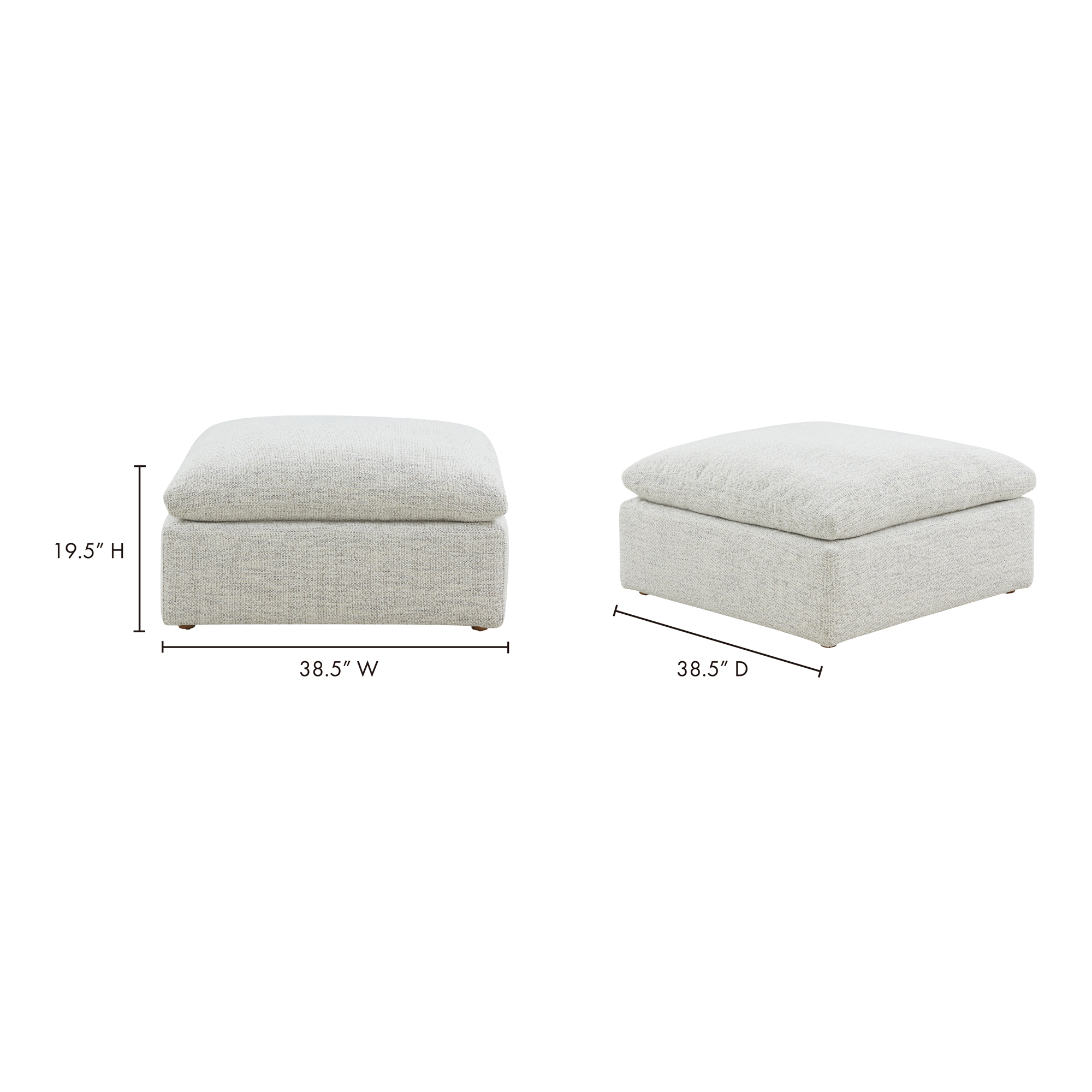 Terra Condo Ottoman Coastside Sand, by Moe's Home, 38" width x 18.5" height x 38" depth View 7