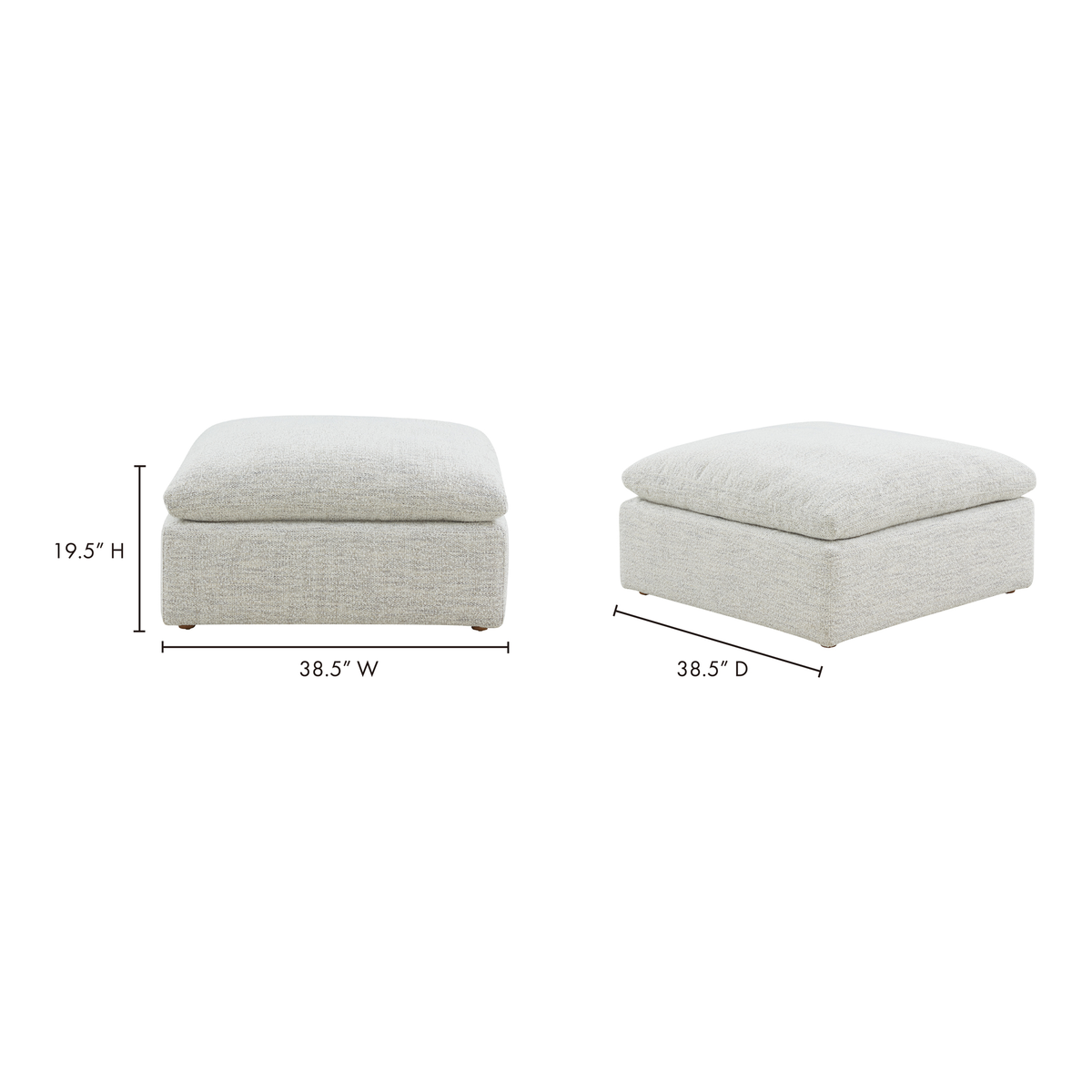 Terra Condo Ottoman Coastside Sand, by Moe's Home, 38" width x 18.5" height x 38" depth View 7