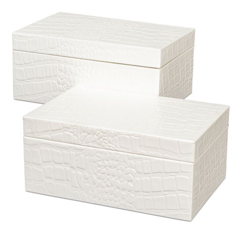 Candece Leather Box  Pearl  S/2