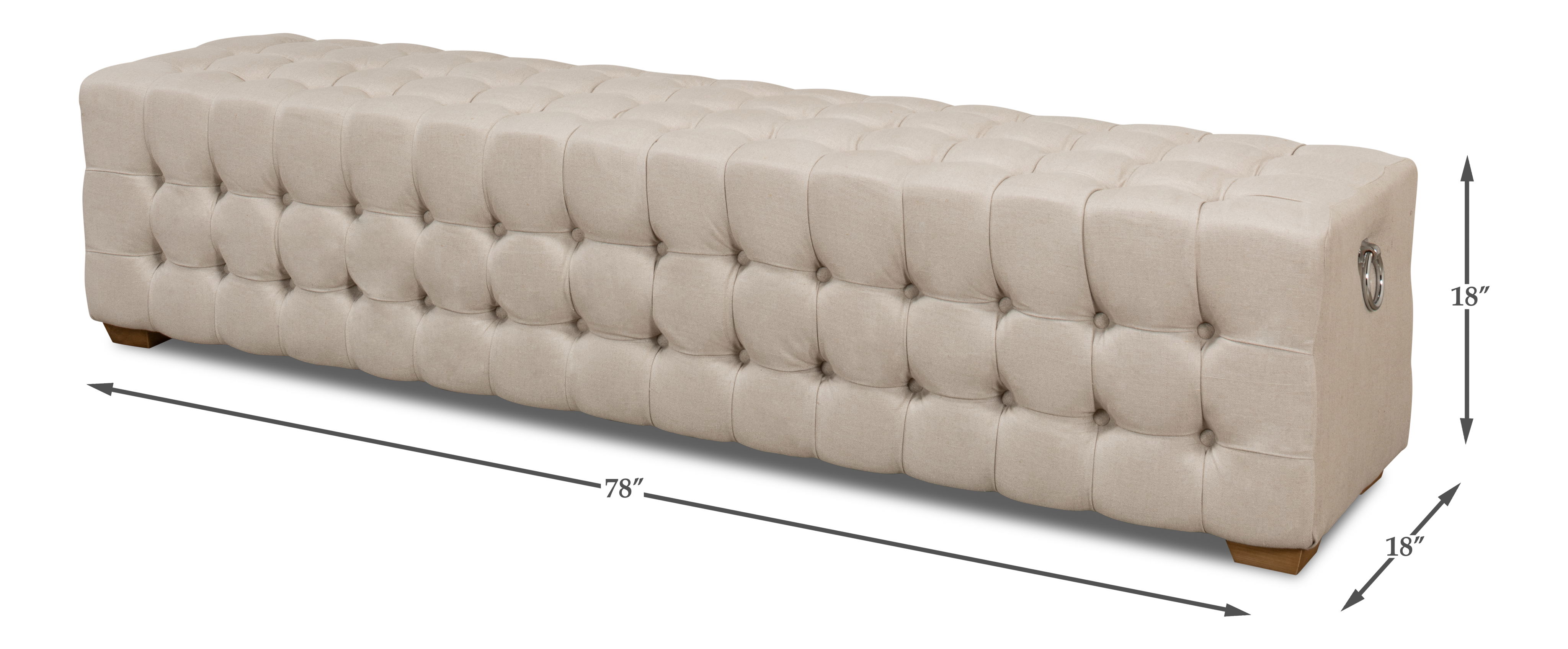 Beam Bench, Tufted Beige Linen large image 