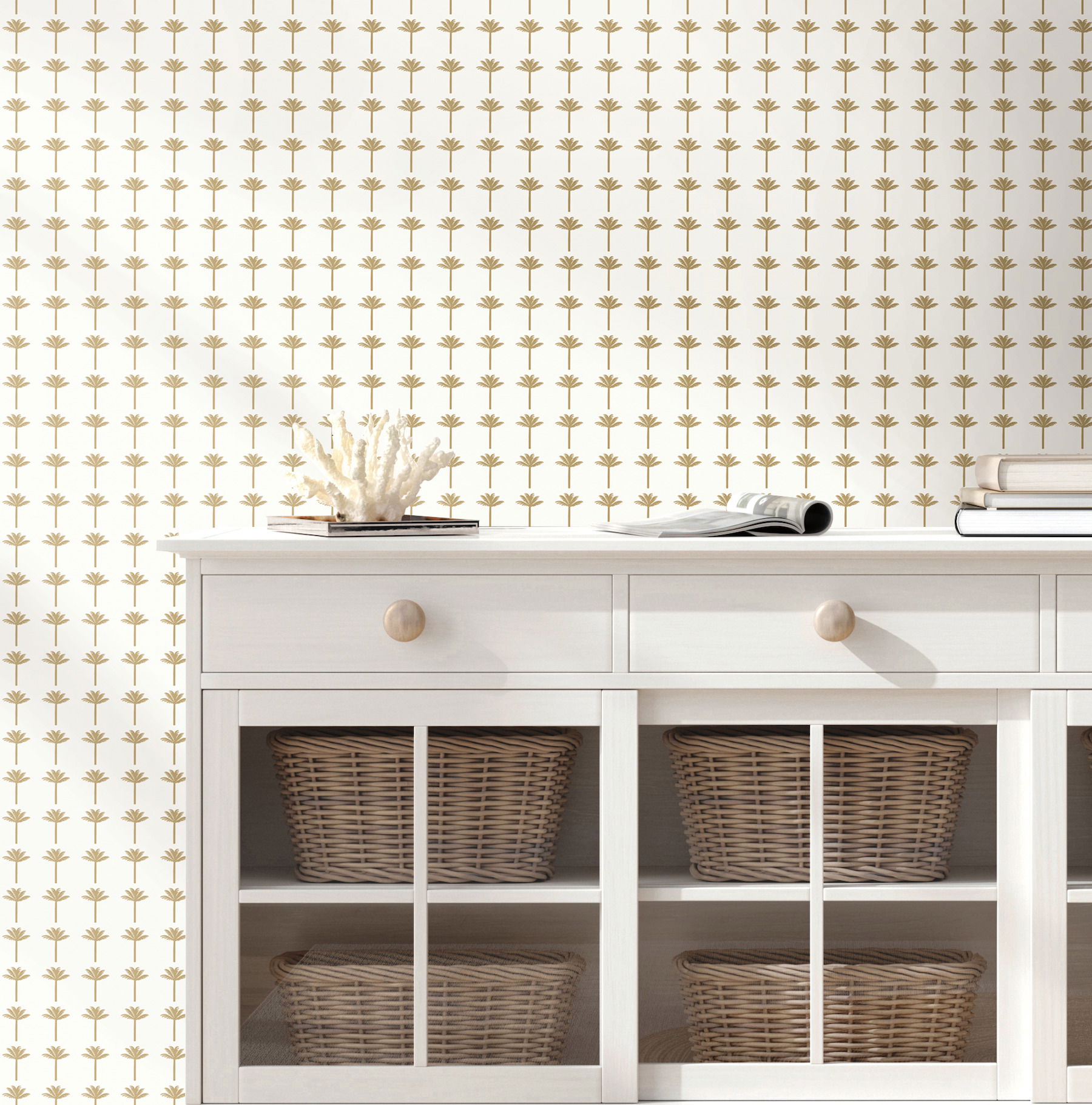 Palm Bay  Gold Metallic Wallpaper large image 