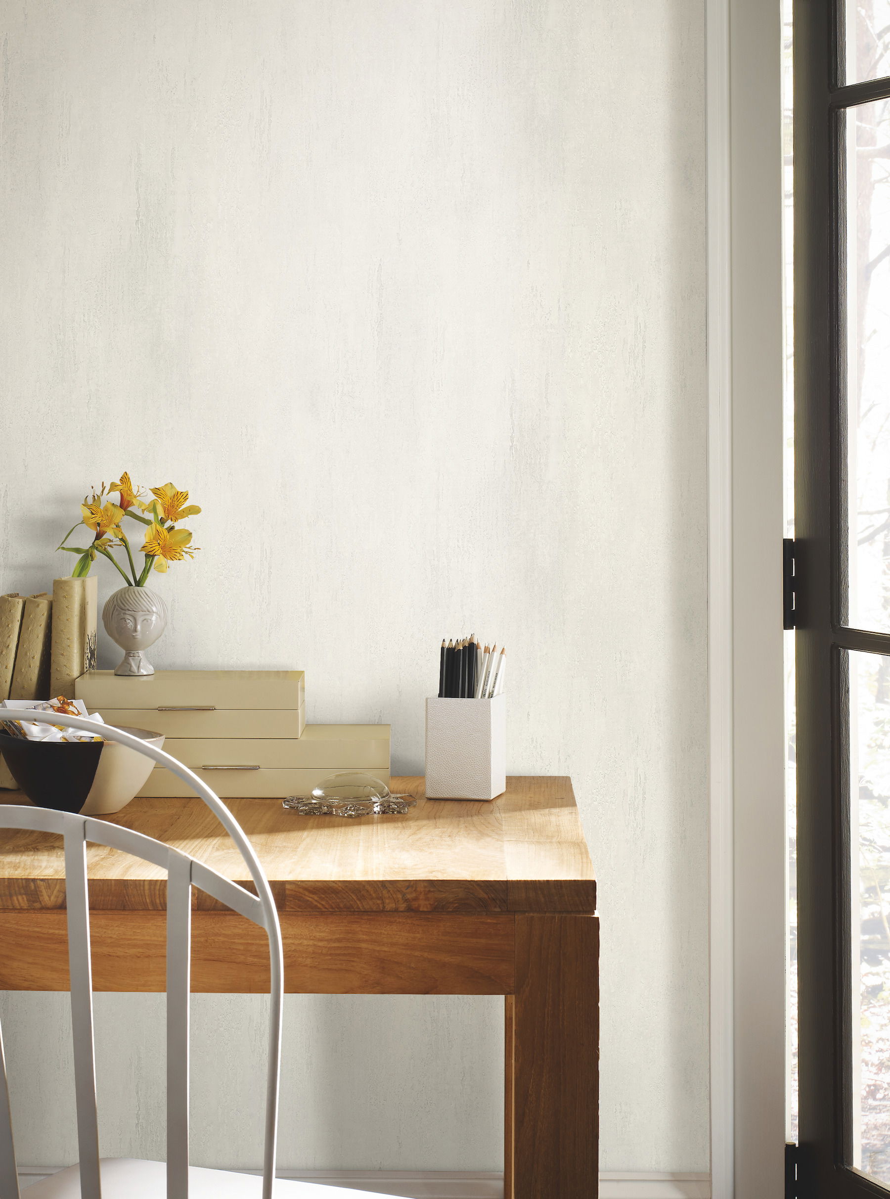 Stucco Finish White Wallpaper large image 