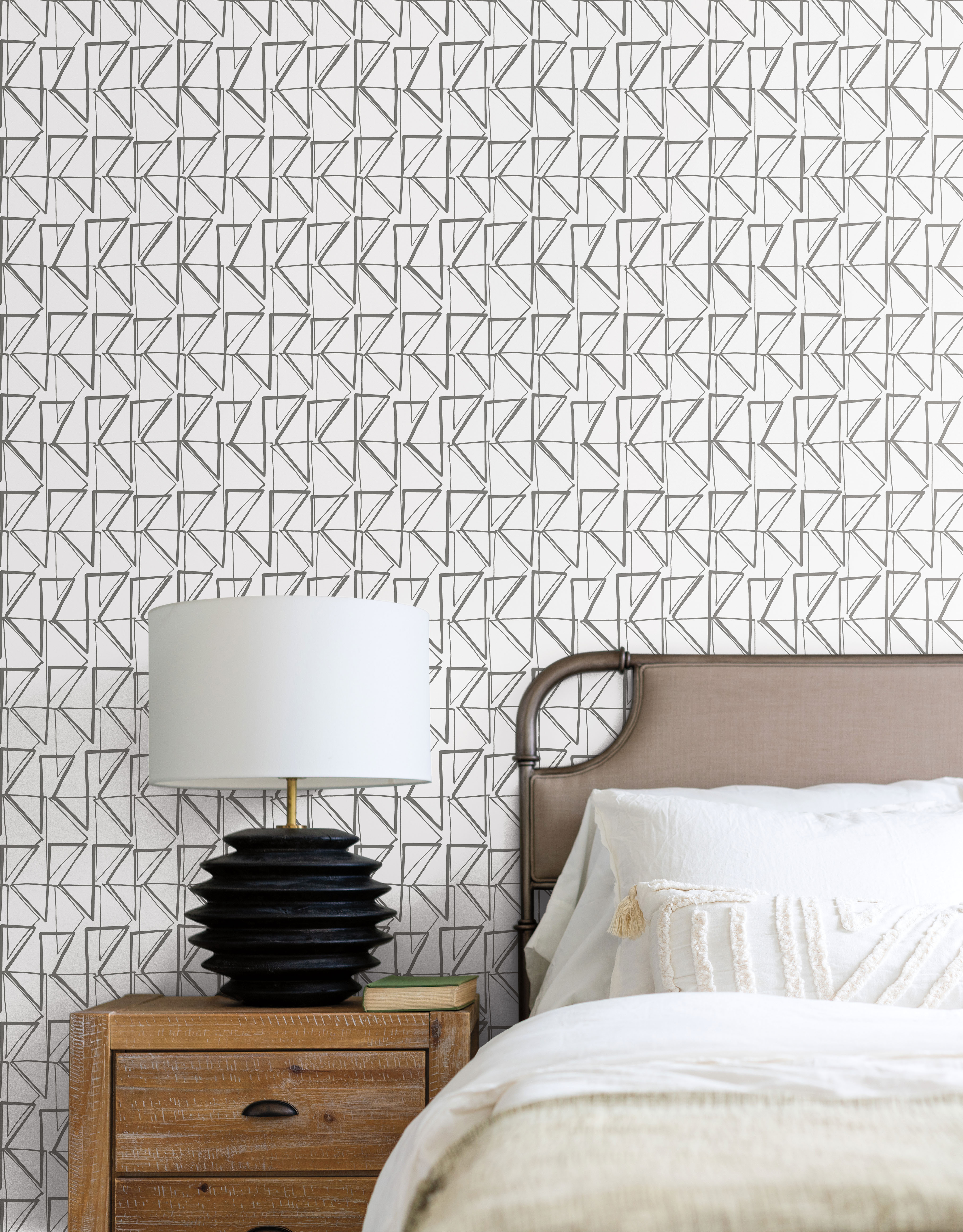 Love Triangles Grey Peel & Stick Wallpaper large image 