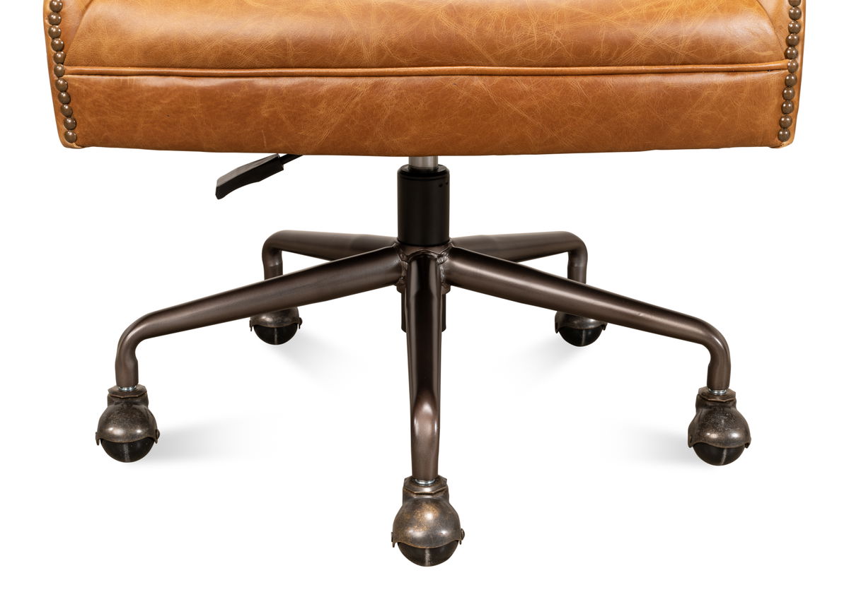 Andrew Jackson Desk Chair  Cuba Brown, by Sarreid, 2'5" length x 2'1" width x 2'11" height View 8