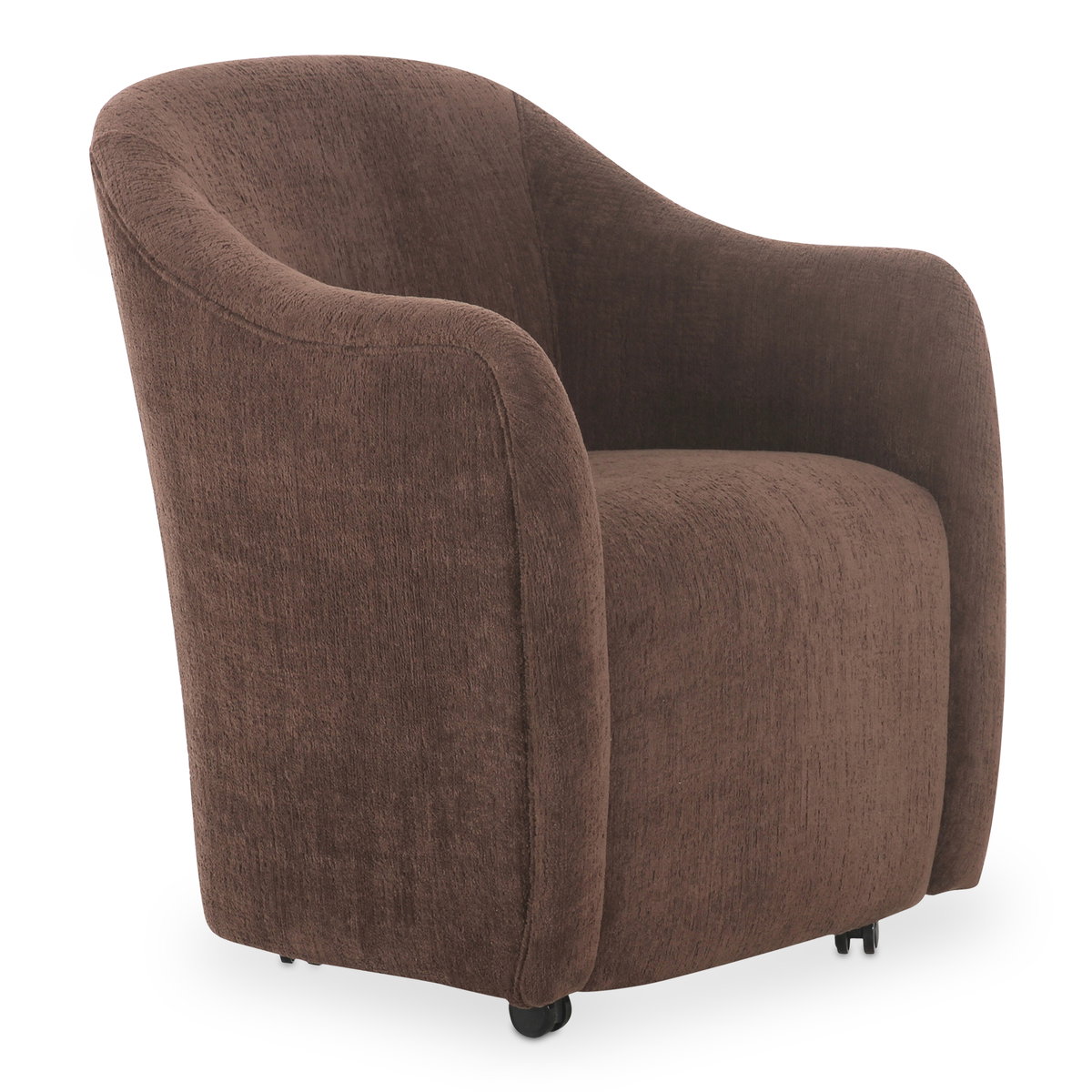 Drava Rolling Dining Chair Dark Brown, by Moe's Home, 26" width x 32.5" height x 26" depth View 2
