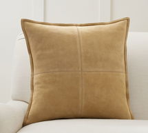 Online Designer Living Room Pieced Suede Pillow Cover, 20", Golden