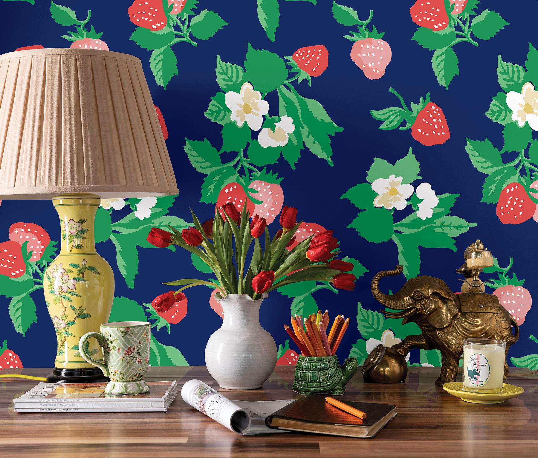 Berry Nice Navy Blue Peel & Stick Wallpaper large image 